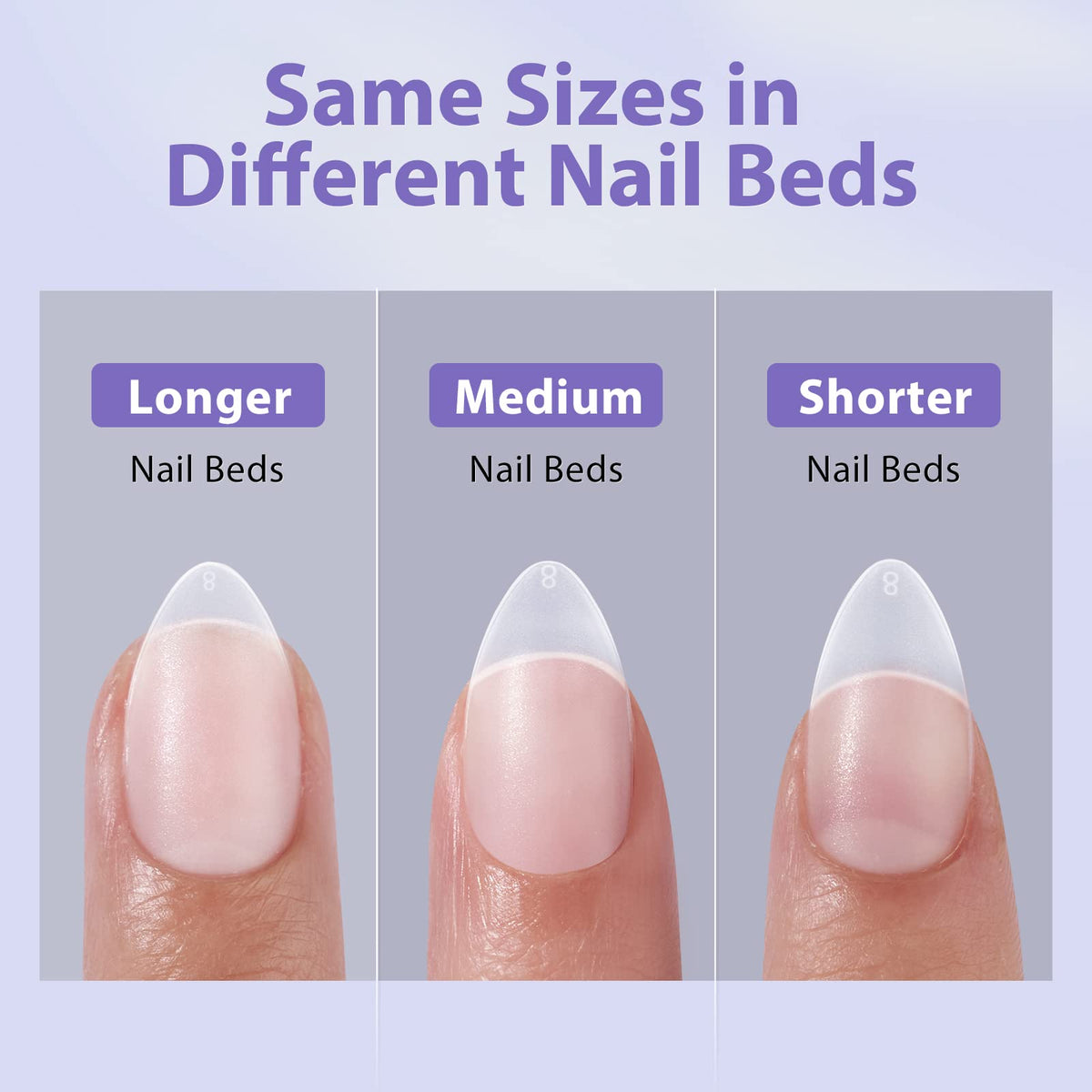 BTArtbox Half Cover Clear Fake Nails with Case, Long Square, 500 Pcs