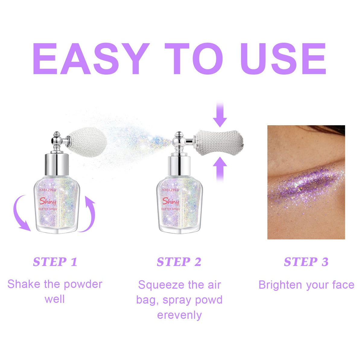 Hair and Body Glitter Spray, Shimmering Powder Sparkle Powder Makeup, Glitter Loose Sparkle Makeup for Body Highlighter,Festival Prom Rave Accessories (Glint-Rainbow)