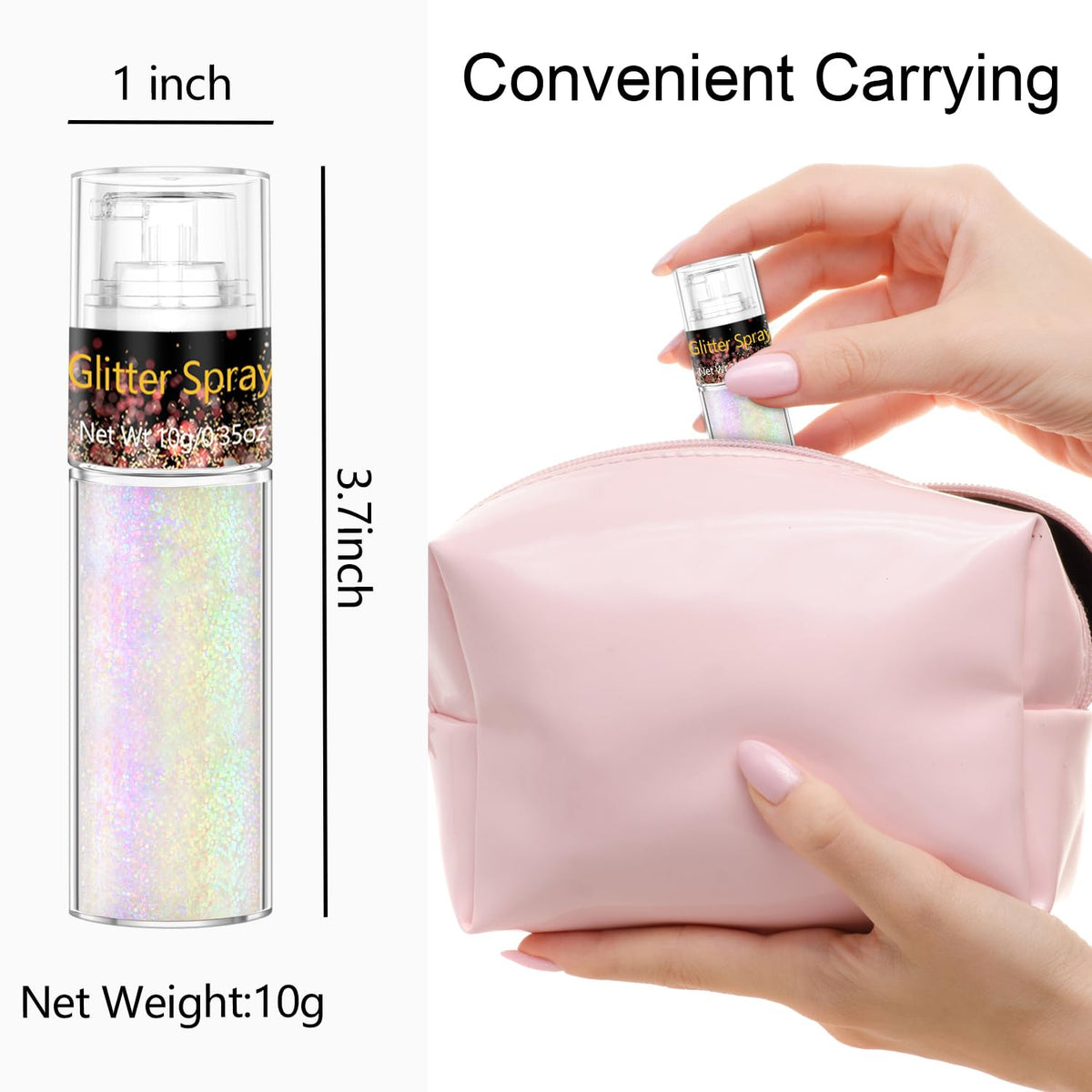 Scarman Hair and Body Glitter Spray, 1PC Glint-Rainbow Hairspray Powder