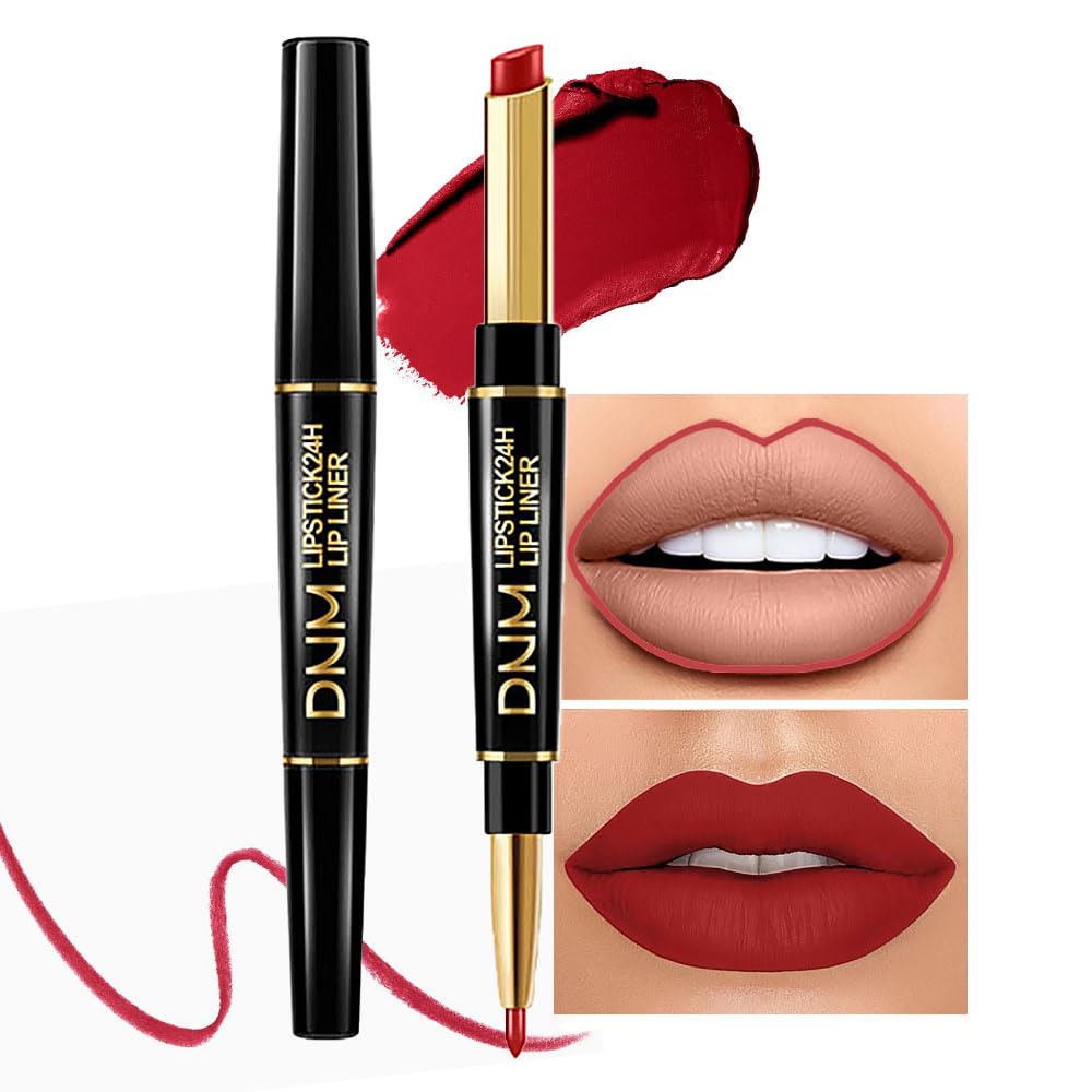 evpct 3Pcs Chestnut Nude Brown Matte Lip Liner and Lipstick Combo Set Kit for Women Antique Rose Magic Lipstick 24 Hours Original Lip Liner Makeup Stain Long Lasting Waterproof Smudge Proof labial