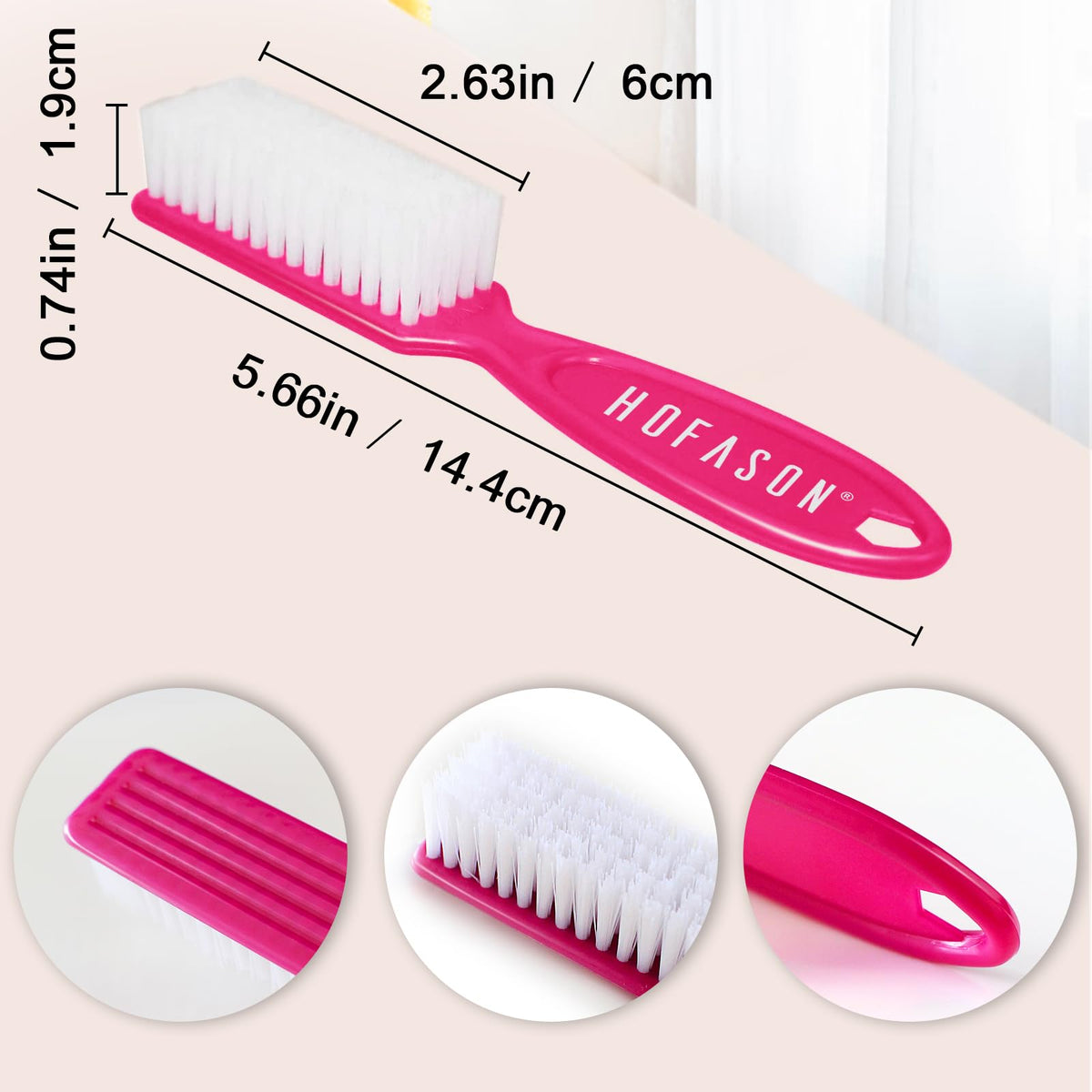 HOFASON 6 Pack Nail Brush for Cleaning Fingernails, Nail Brush Handle Grip Brush for Nail and Toenail Foot, Nail Dust Brush Manicure Pedicure Tools Scrubbing Brush Women Men Home Salon (Macaron)