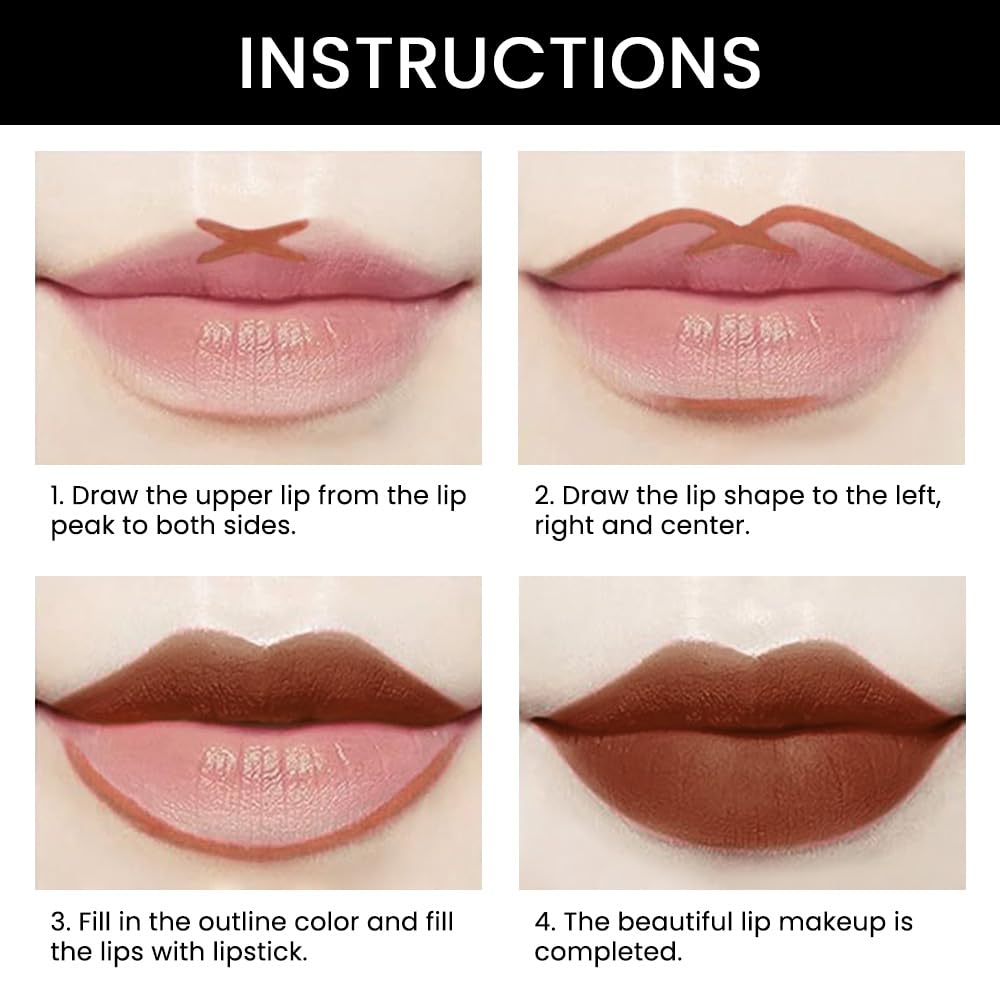 evpct 3Pcs Chestnut Nude Brown Matte Lip Liner and Lipstick Combo Set Kit for Women Antique Rose Magic Lipstick 24 Hours Original Lip Liner Makeup Stain Long Lasting Waterproof Smudge Proof labial