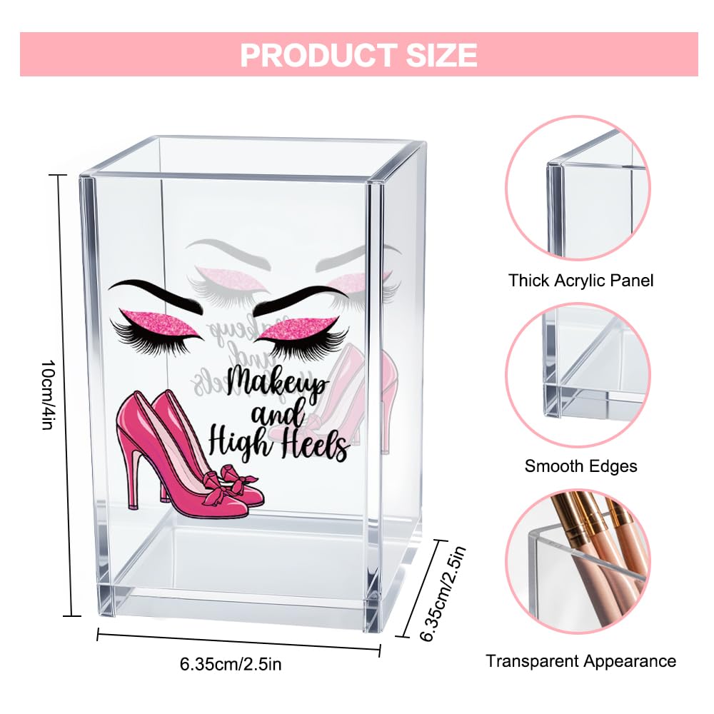 Hello Beautiful Acrylic Makeup Brush Organizer Holder, Positive Affirmation Desk Acrylic Brushes Storage, Make Up Artist Gifts, Morning Affirmation Gifts for Her Wife Sister Friend Makeup Lover