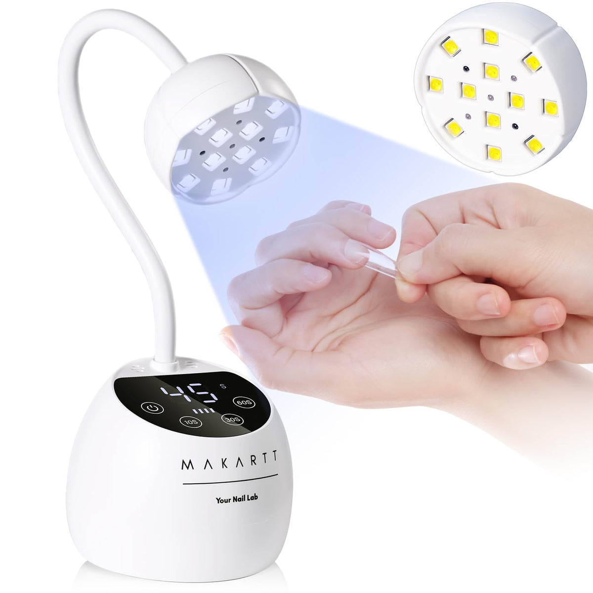 Makartt Flash Cure UV LED Nail Lamp for Gel-X Tips, Adjustable Gooseneck