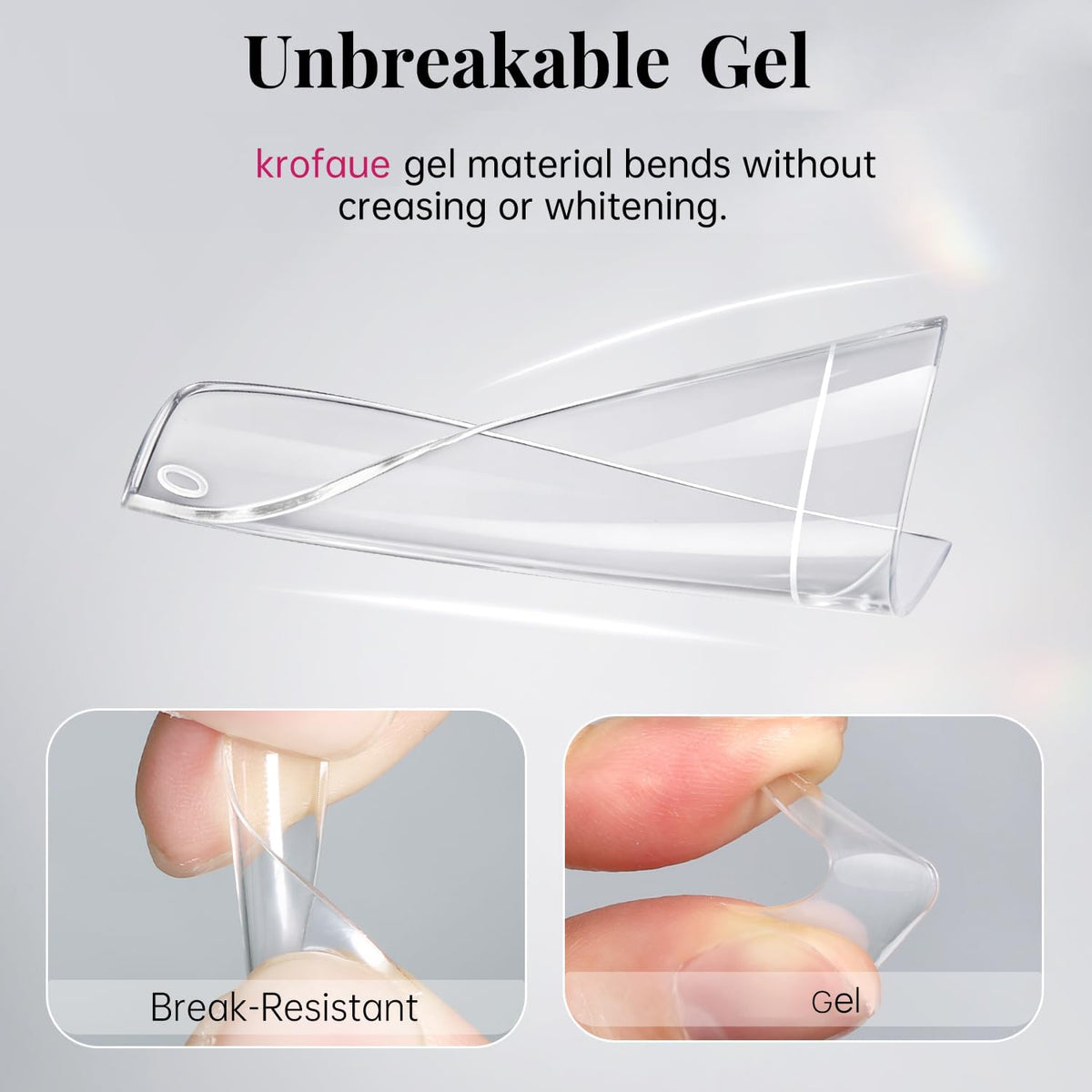 krofaue Extra Long Stiletto Nail Tips - False Clear Nais
