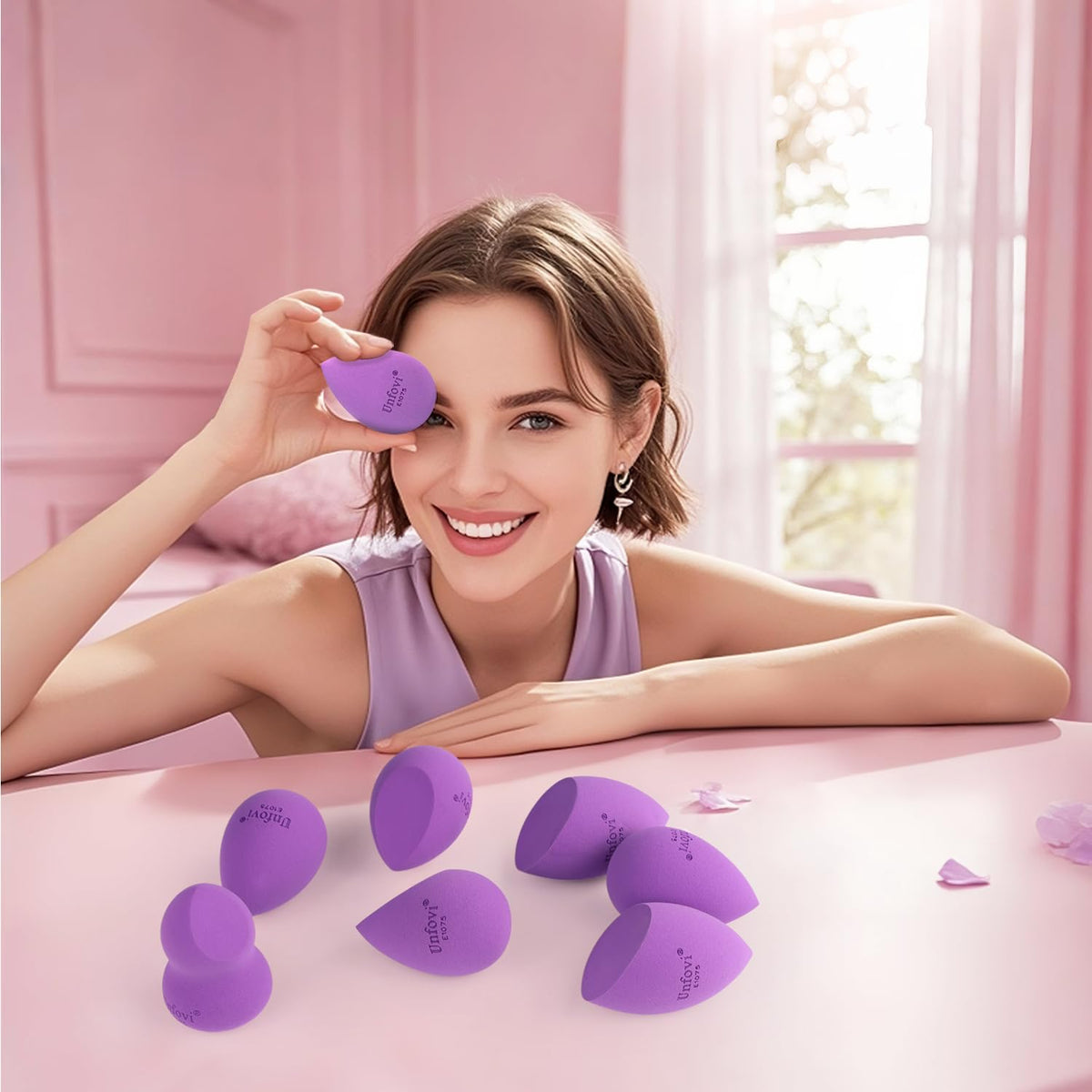 7-Pack Makeup Sponges Set, Cosmetic Sponge for Foundation & Concealer, Latex-Free Reusable Beauty Face Blender, Soft Makeup Blenders for Liquid, Cream, Powder Wet/Dry Application (Multi)