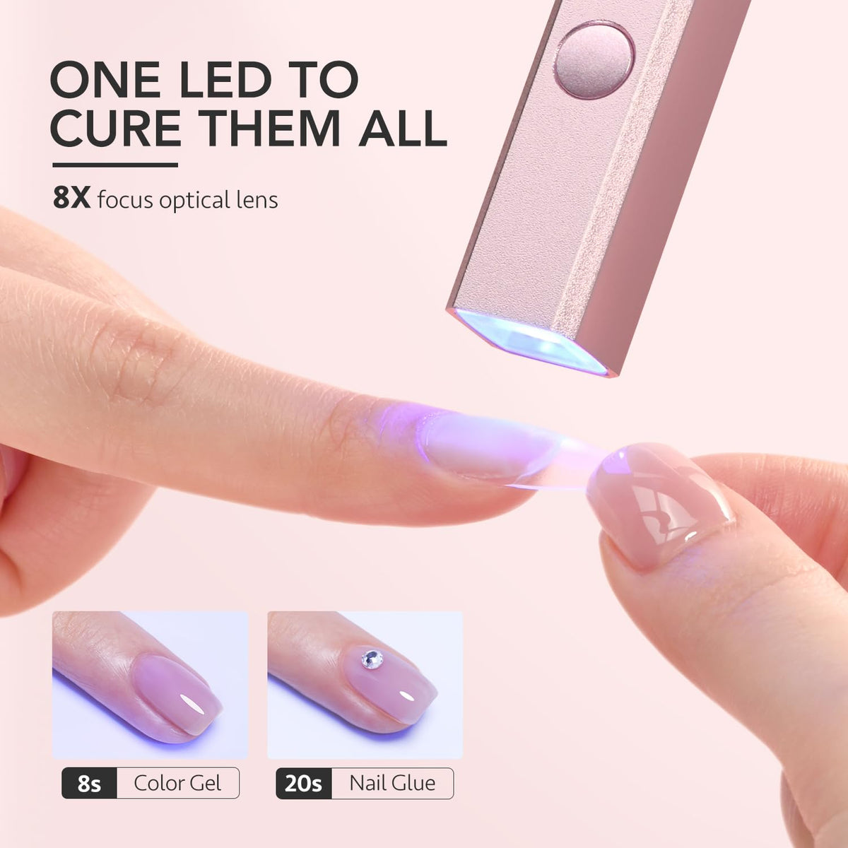 GAOY Handheld UV Light for Gel Nails with Stand, Cordless Nail Lamp, Silver