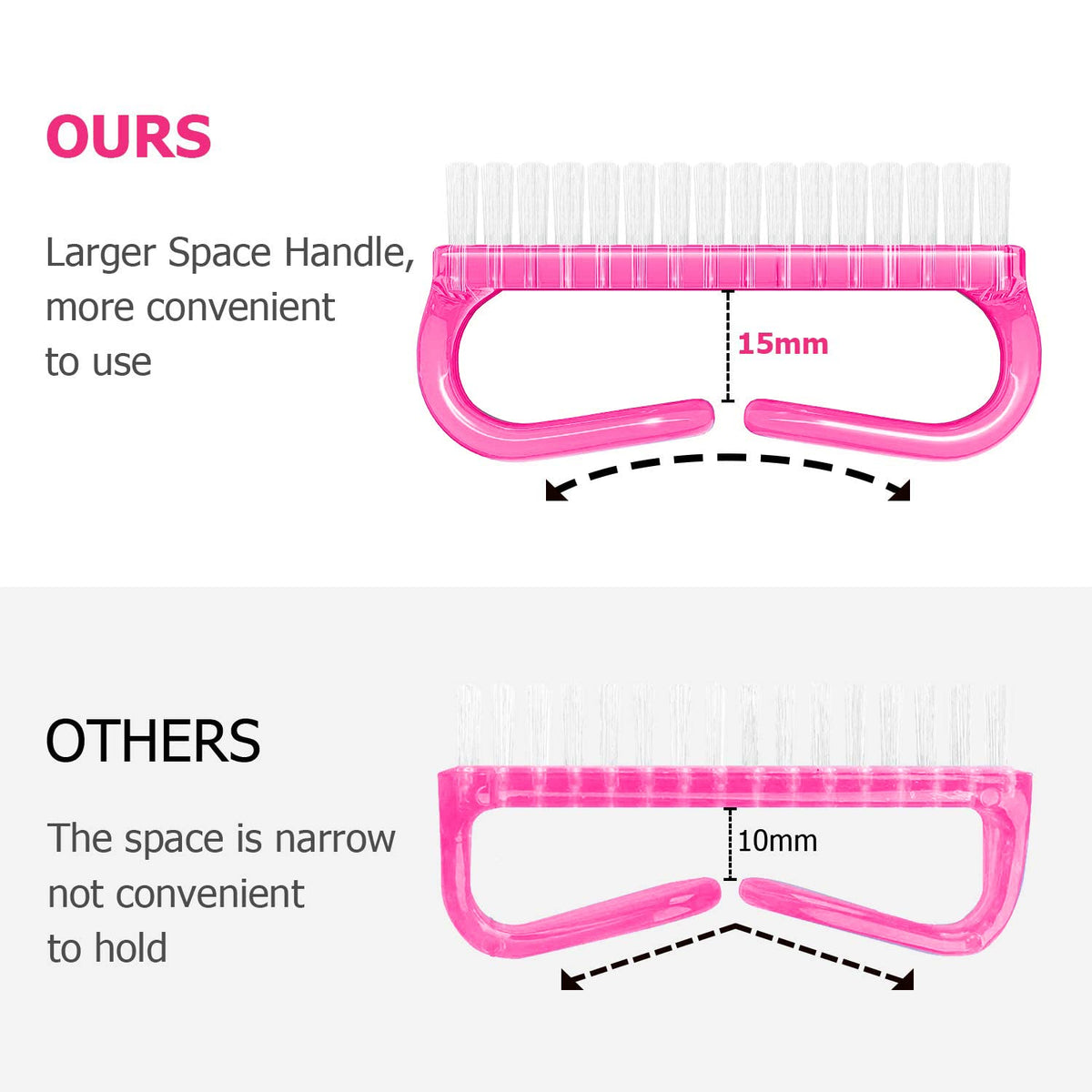 Larbois Handle Grip Nail Brush, Nail Brushes Hand Fingernail Brush Cleaner Scrubbing Kit Pedicure for Toes and Nails Men Women (4 Pack)