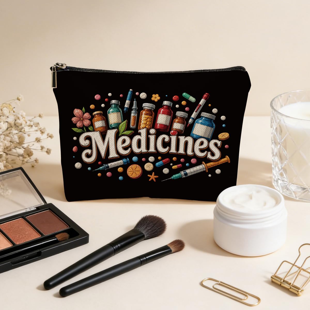 Funny Poisons Makeup Bag, Witchy Gifts Cosmetic Bag Travel Toiletry Bags