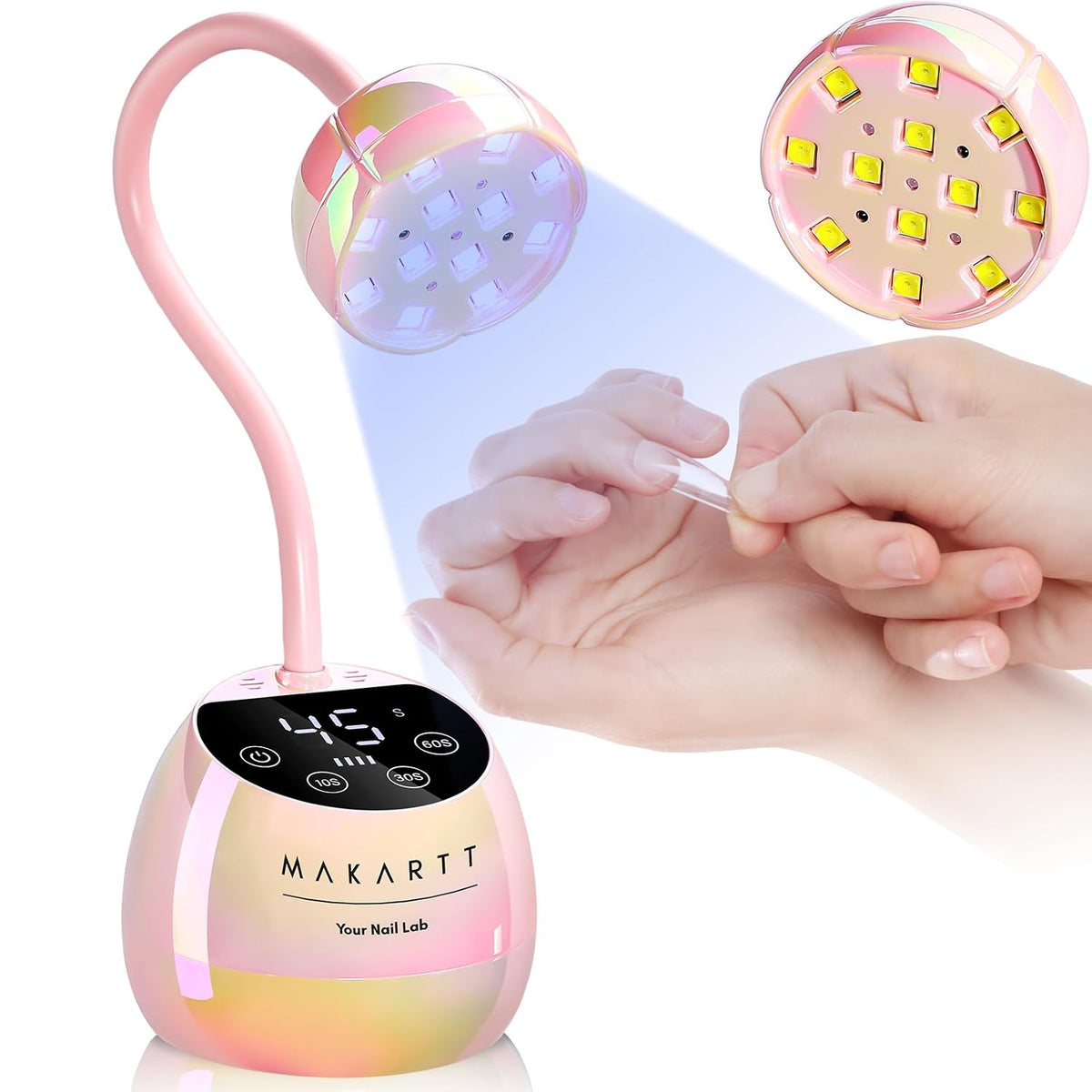 Makartt Cordless Gooseneck UV Nail Lamp for Gel-X Nails, Home DIY Use