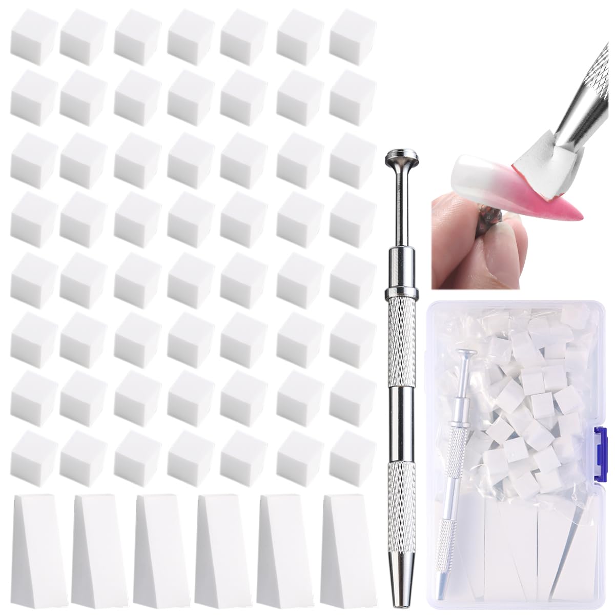 Fcozpjk 100Pcs Soft Nail Sponges for Ombre & 6Pcs Wedge Sponges Aura Nails