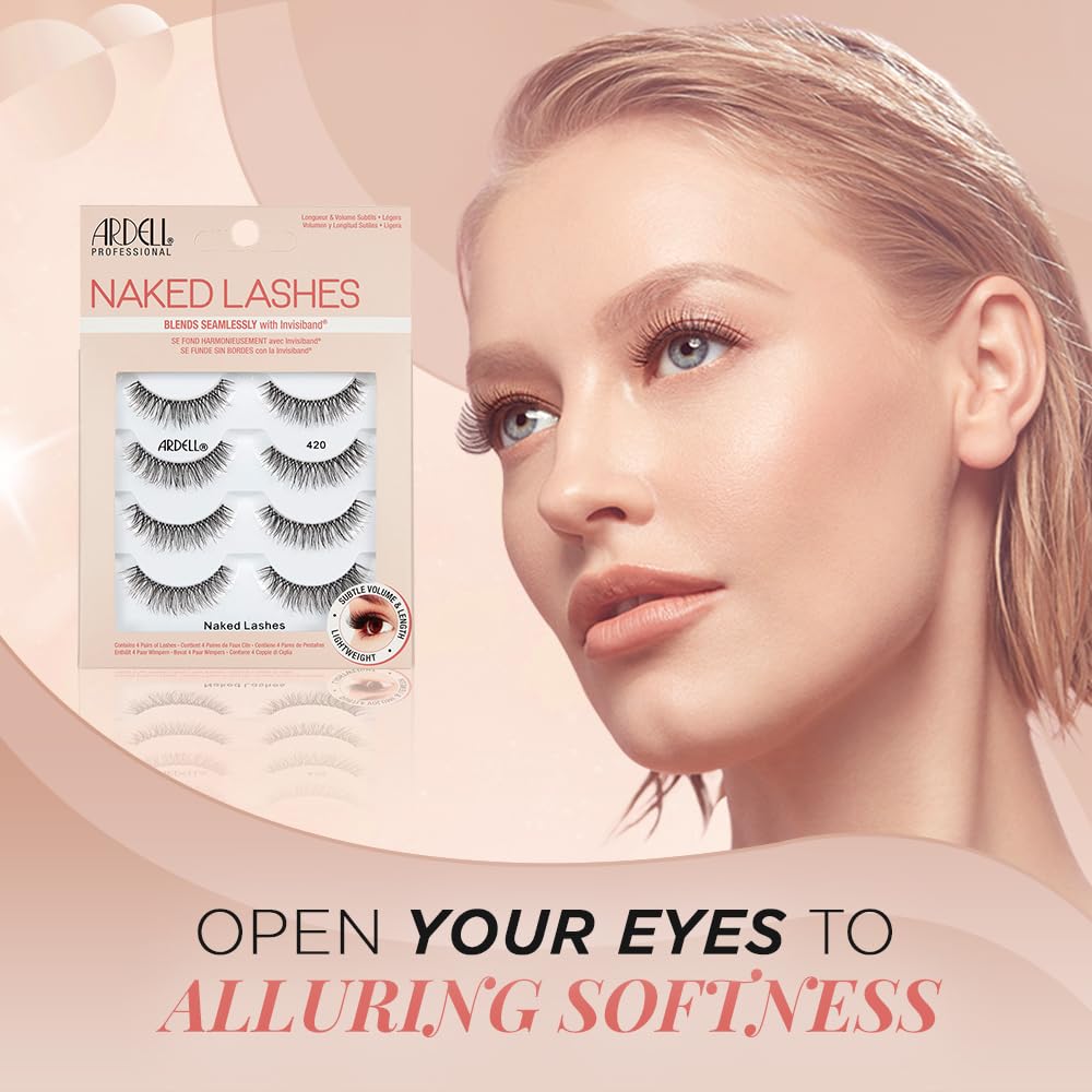 Ardell Naked Lashes 421 Subtle Volume Natural Look False Eyelashes, 4 Pairs