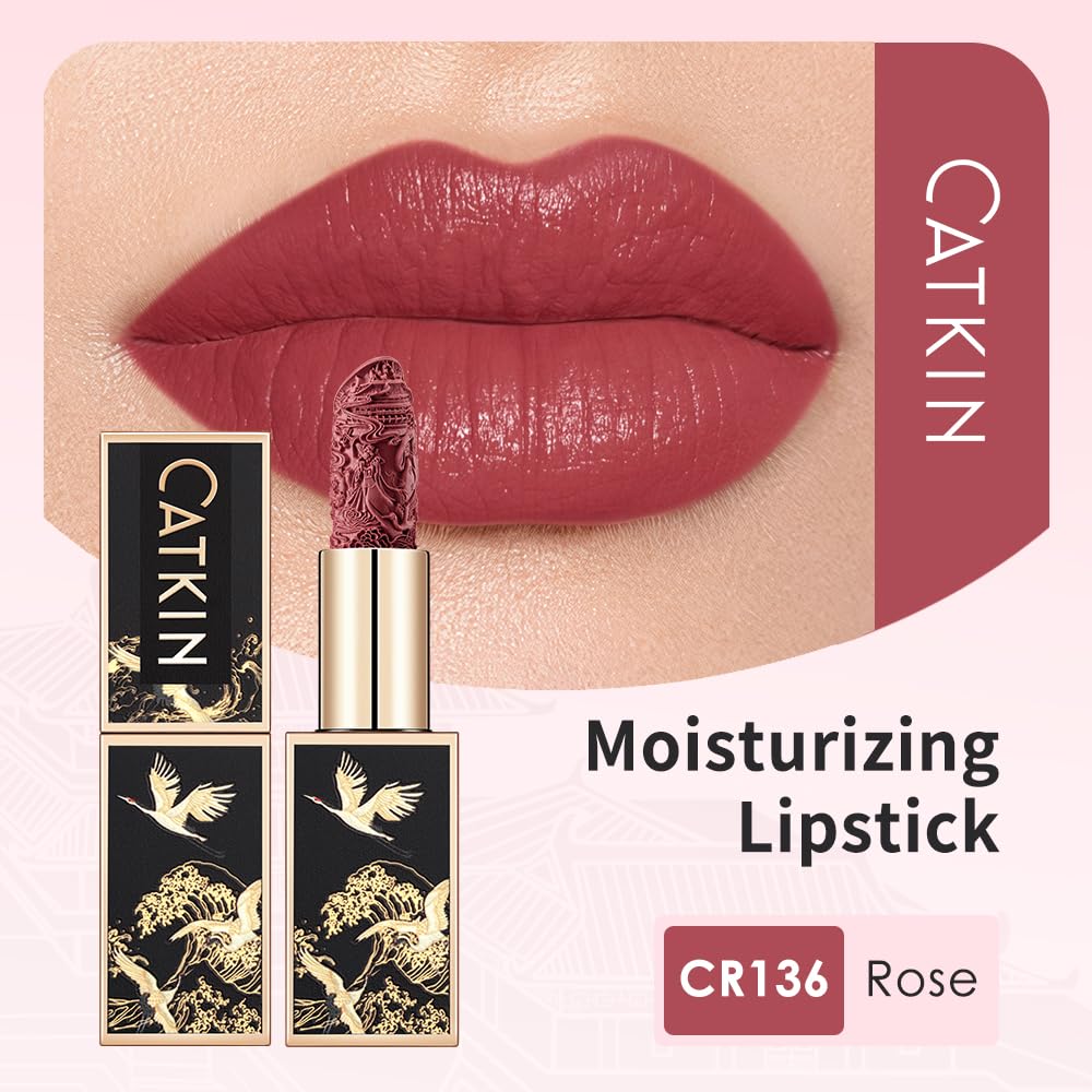 Catkin Semi-Matte Lipstick Hydrating High Impact Color Infused with Vitamin E and Avocado Oil Smooth Soft Texture Long Lasting Matte Finish 129