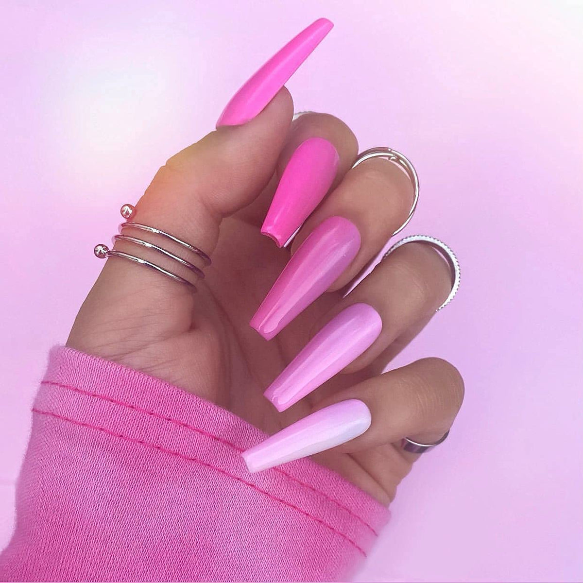 BTArtbox Half Cover Clear Fake Nails with Case, Long Square, 500 Pcs