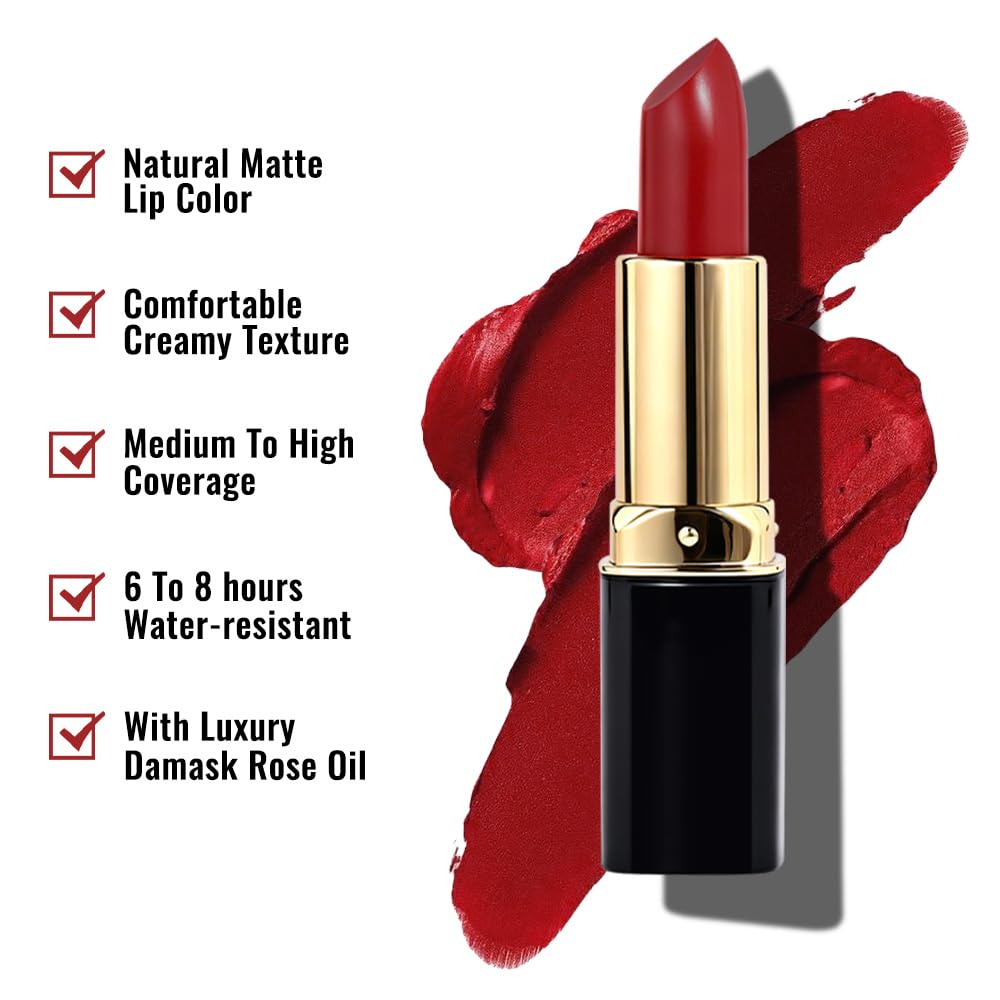 evpct Rich Rose Velvet Matte Lipstick Long Lasting Waterproof for Women