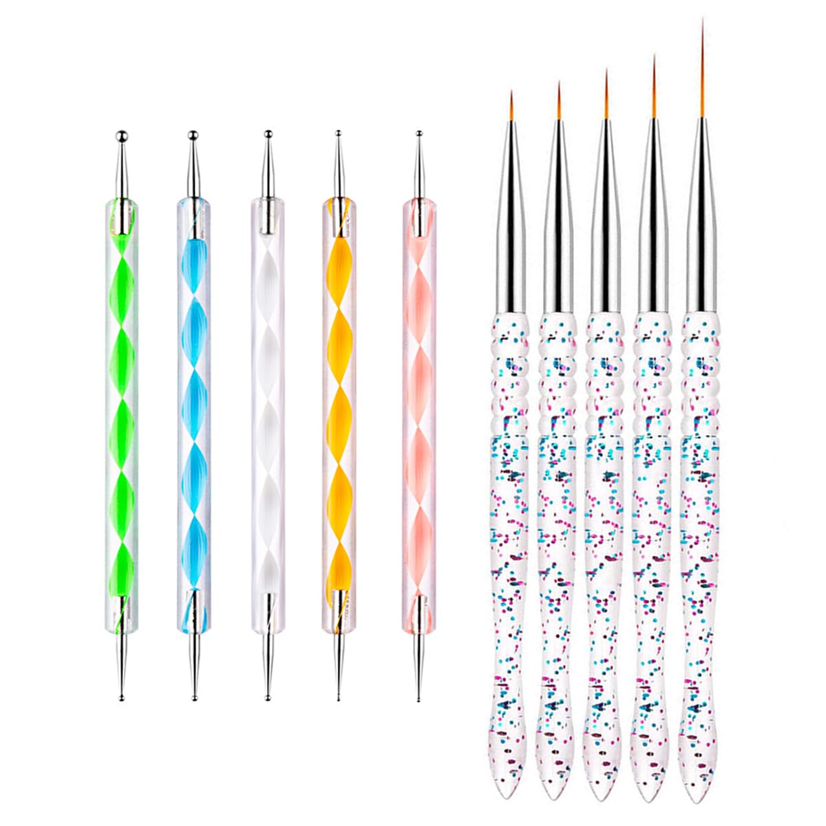 5 Pcs Nail Art Sculpture Pen Dual Tipped Silicone Nail Tools Nail Art Silicone Brushes for Design Nail Carving Drawing Shaping Effect
