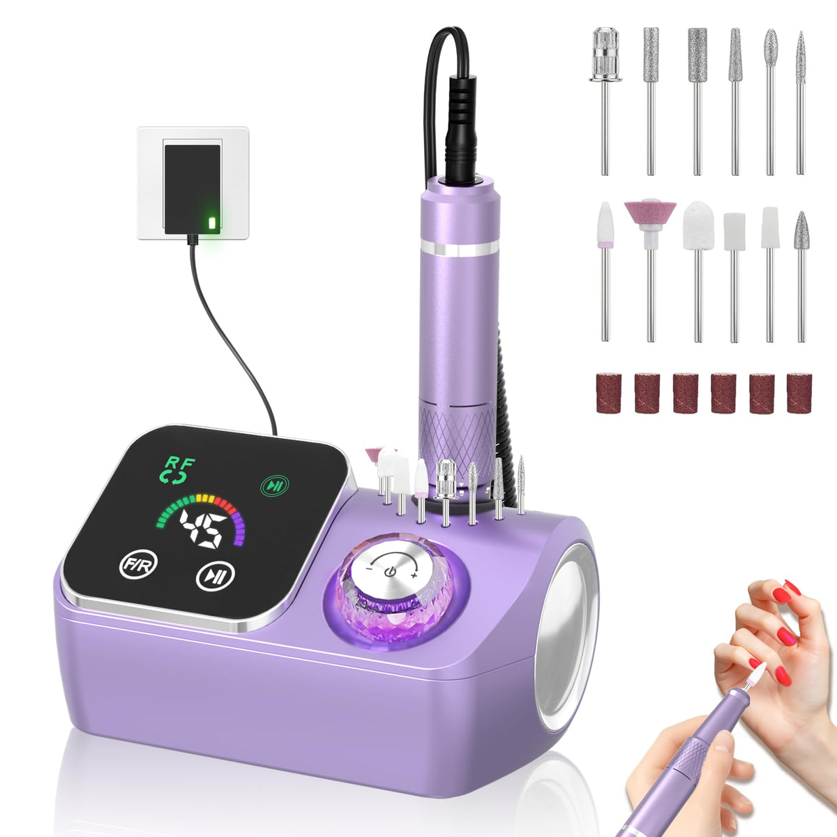 45000RPM Professional Corded Nail Drill E-File Kit for Salon Home