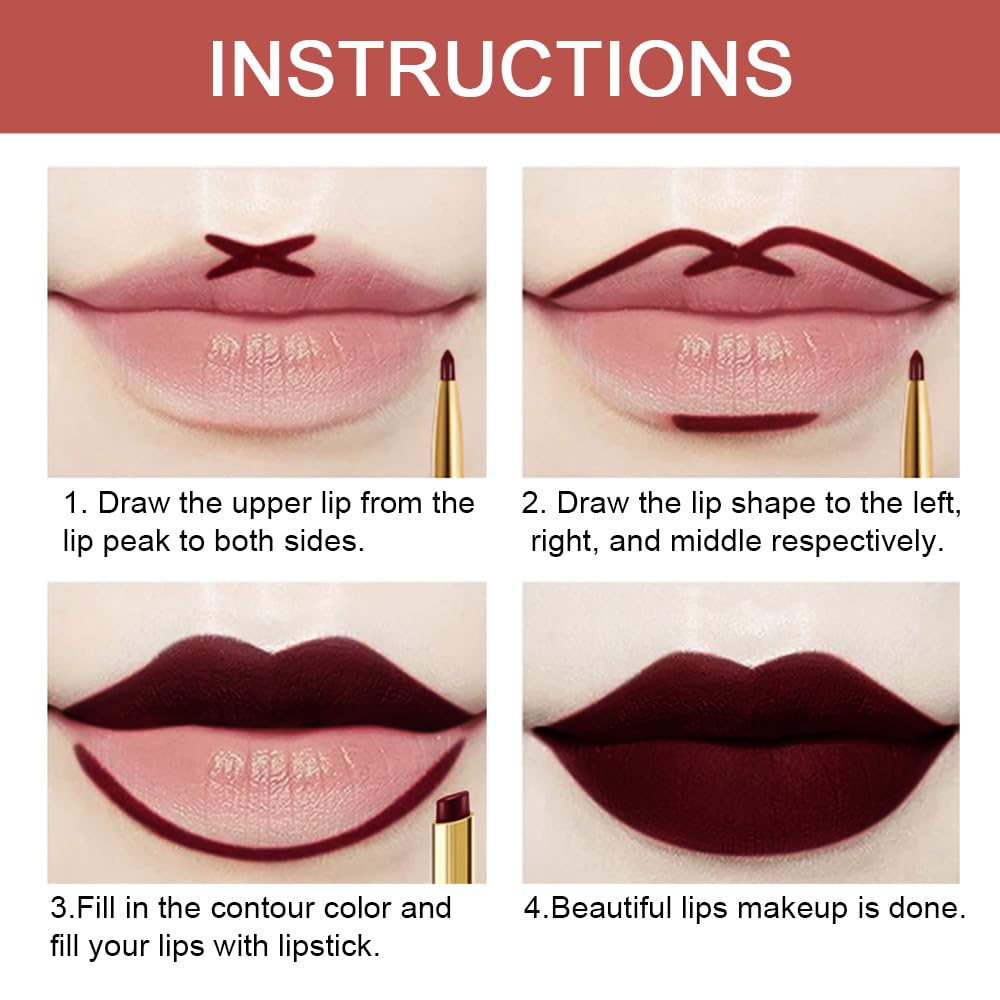 evpct 3Pcs Chestnut Nude Brown Matte Lip Liner and Lipstick Combo Set Kit for Women Antique Rose Magic Lipstick 24 Hours Original Lip Liner Makeup Stain Long Lasting Waterproof Smudge Proof labial