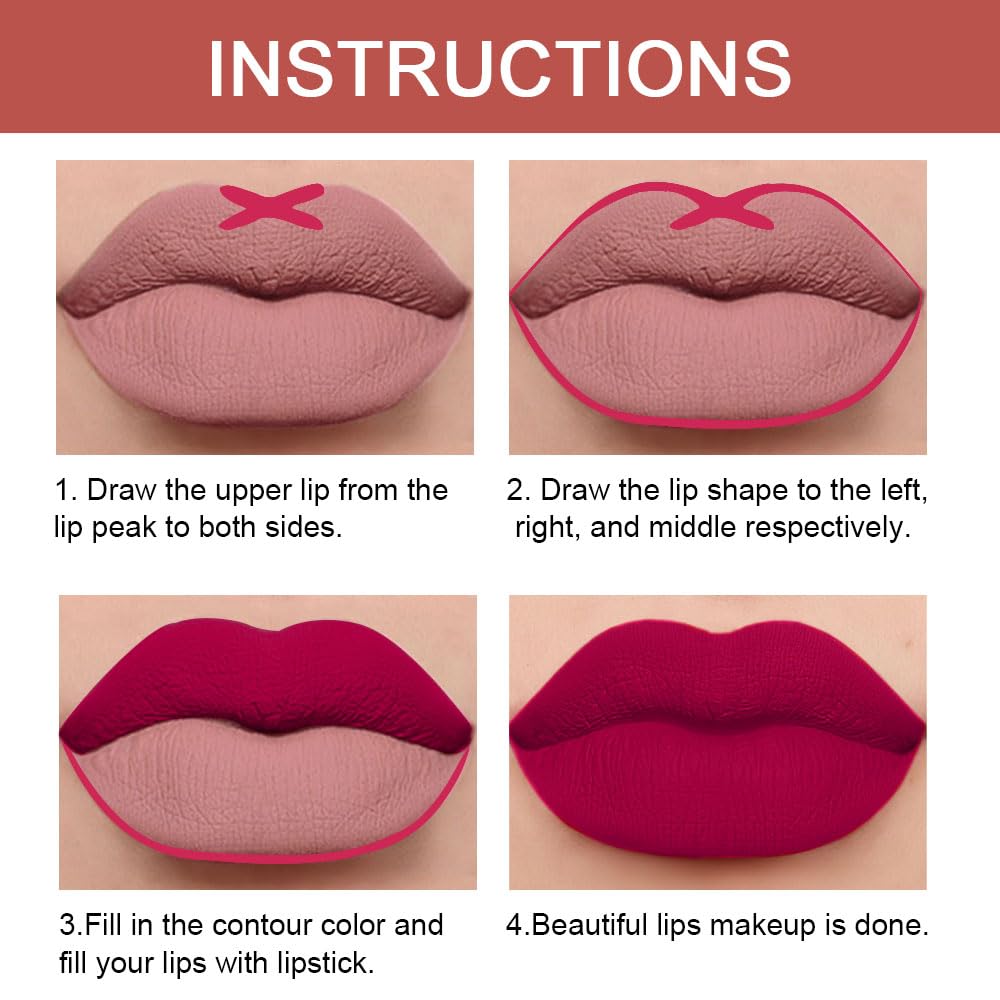 evpct 3Pcs Chestnut Nude Brown Matte Lip Liner and Lipstick Combo Set Kit for Women Antique Rose Magic Lipstick 24 Hours Original Lip Liner Makeup Stain Long Lasting Waterproof Smudge Proof labial