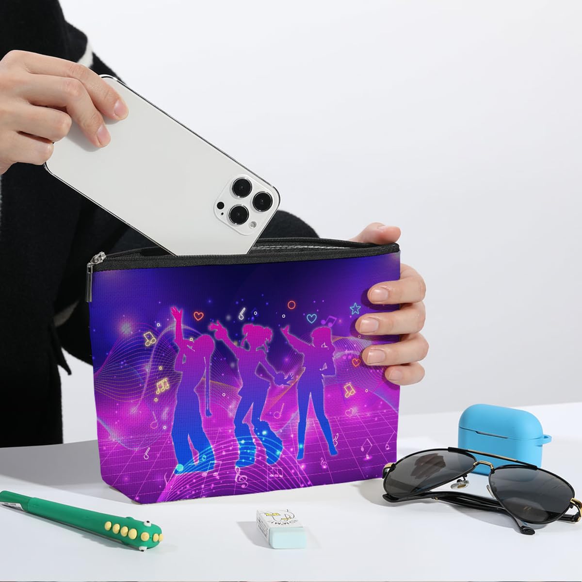ZHAMEN Vintage Makeup Bag Weird Girls Cosmetic Bag for Women