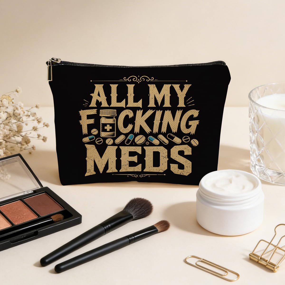 Funny Poisons Makeup Bag, Witchy Gifts Cosmetic Bag Travel Toiletry Bags
