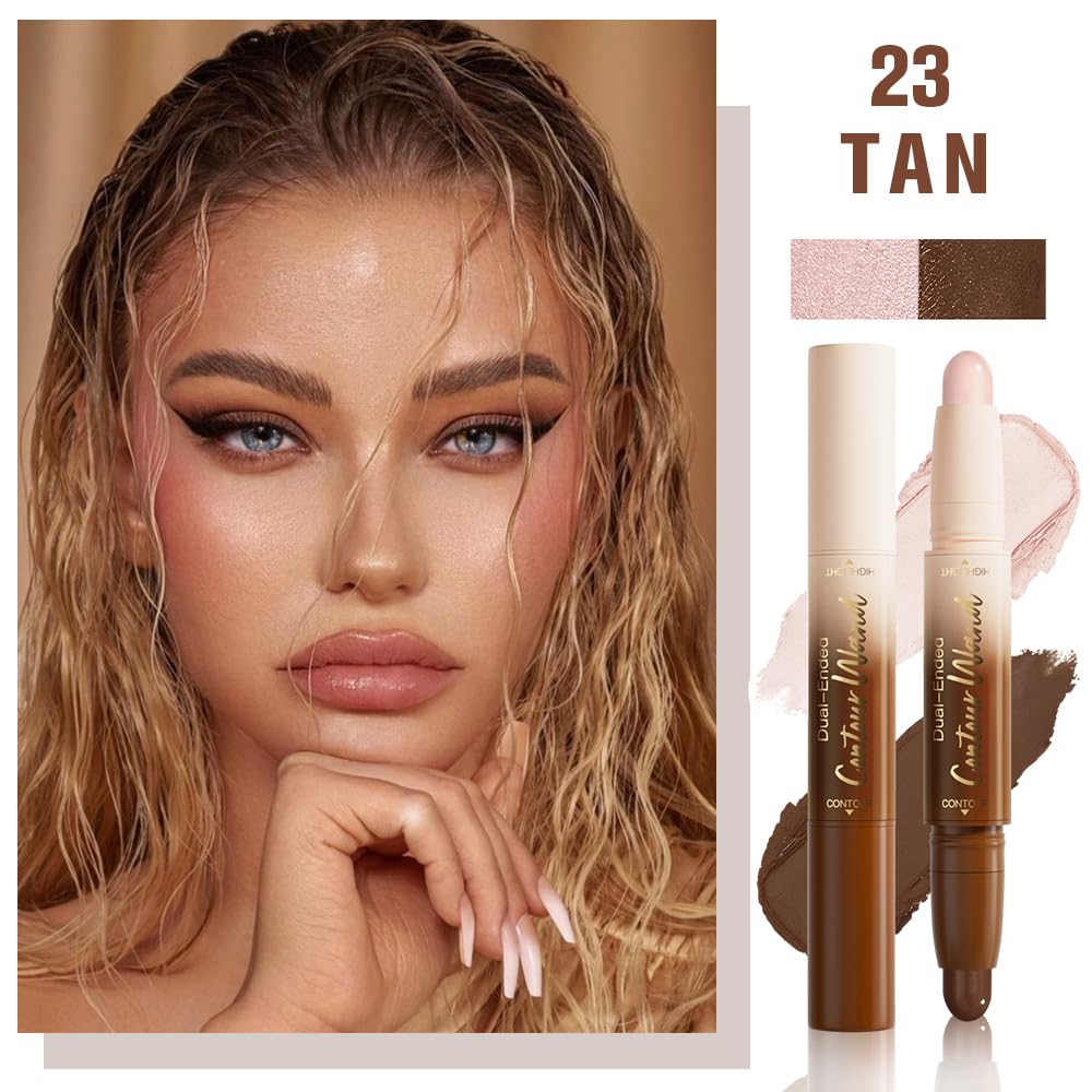 FeiCuiYun Dual-Ended 2-in-1 Cream Contour & Highlighter Stick Makeup For Face & Body – Waterproof, Long-Lasting, Suitable for All Skin Tones, 21#Fair(Nuetral Nude + Beige)