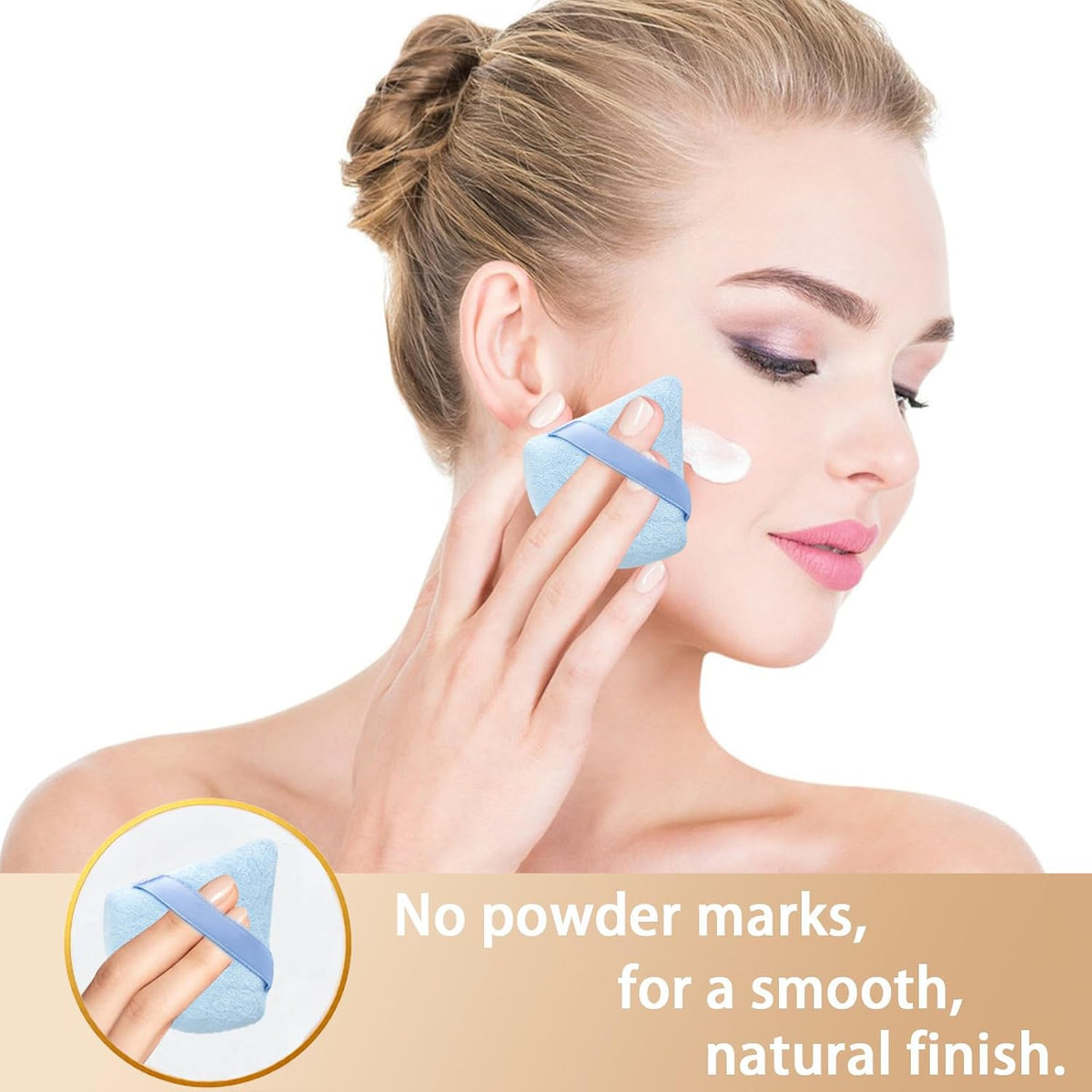 20PCS Makeup Sponge Set With Storage Jar, Wet & Dry Dual Use Beauty Blenders, Triangle Powder Puffs & Mini Finger Puffs,Soft Latex Free Sponges for Liquid, Cream, Powder And Concealer（Blue）