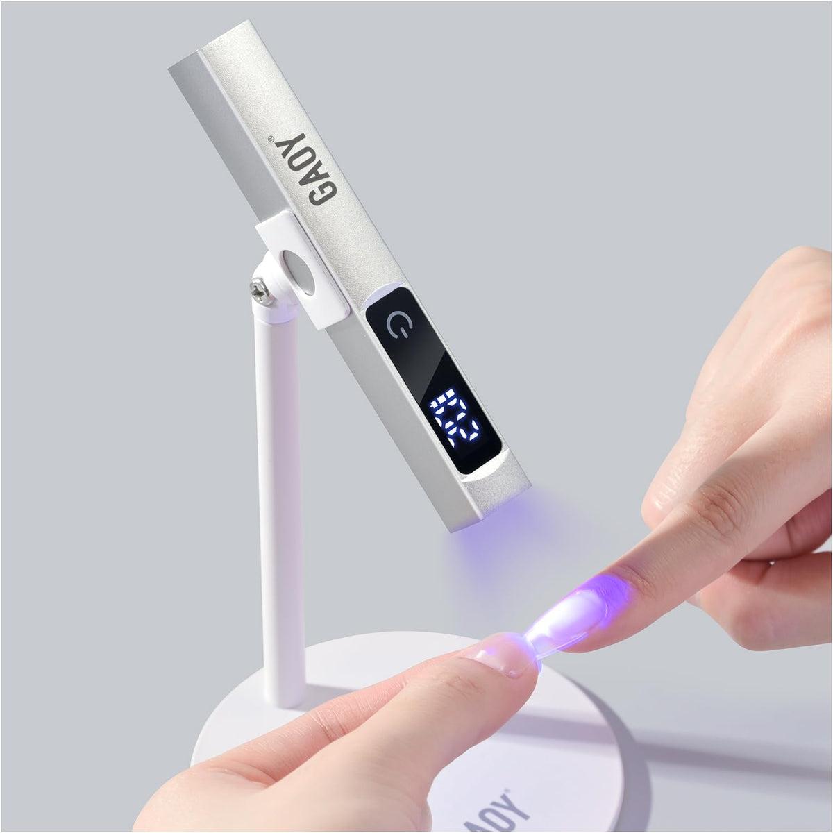 GAOY Handheld UV Light for Gel Nails with Stand, Cordless Nail Lamp, Silver