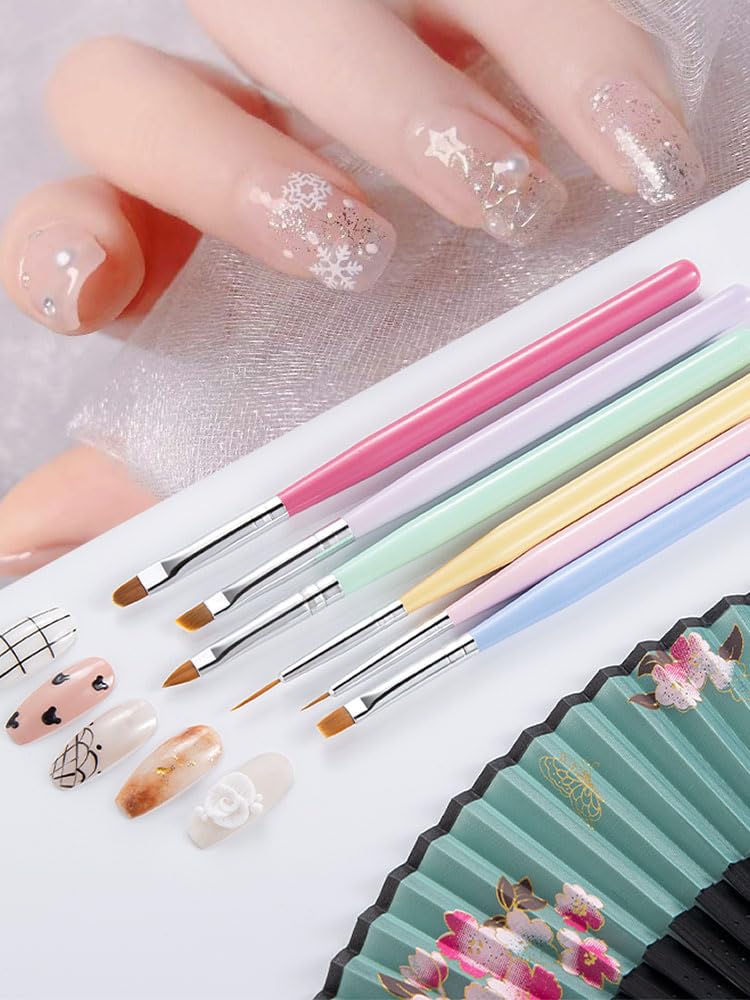 5 Pcs Nail Art Sculpture Pen Dual Tipped Silicone Nail Tools Nail Art Silicone Brushes for Design Nail Carving Drawing Shaping Effect