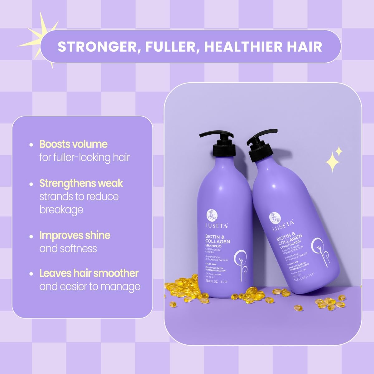 Luseta Biotin Shampoo and Conditioner Set, Thickening for Thinning Hair