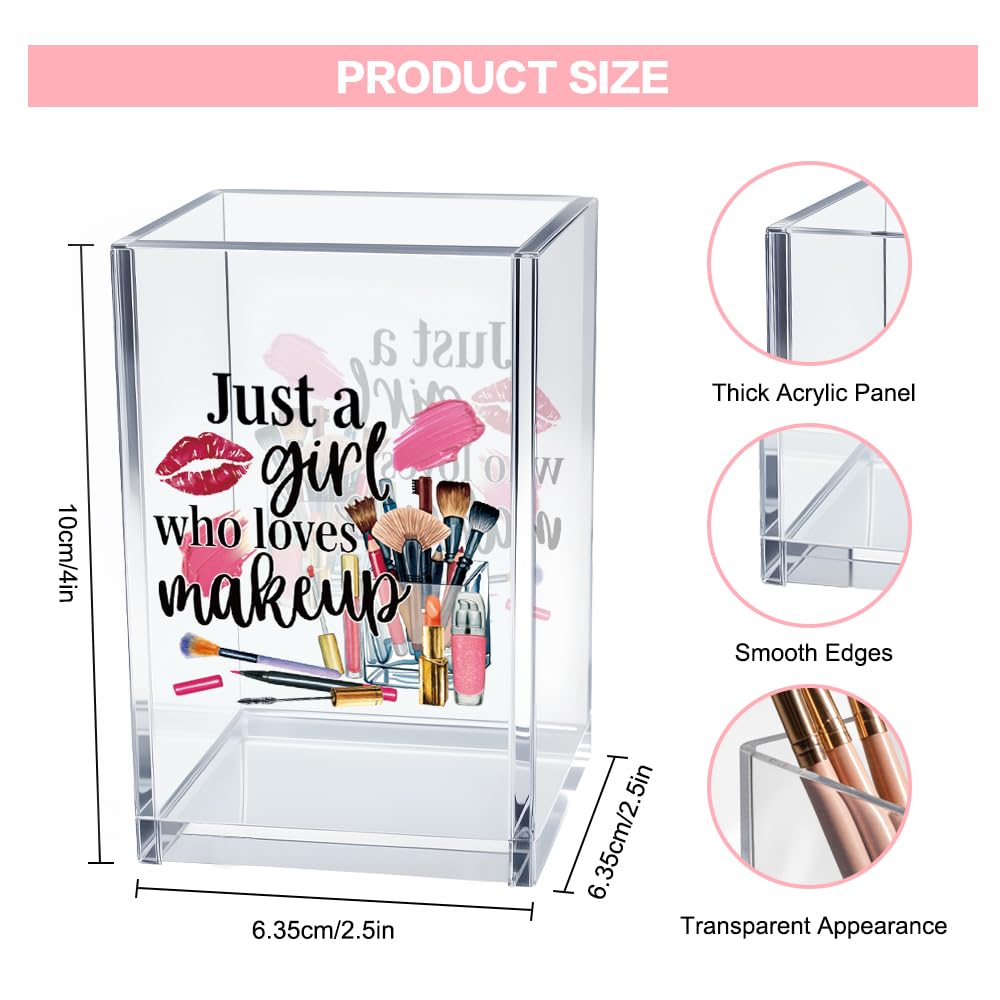 Hello Beautiful Acrylic Makeup Brush Organizer Holder, Positive Affirmation Desk Acrylic Brushes Storage, Make Up Artist Gifts, Morning Affirmation Gifts for Her Wife Sister Friend Makeup Lover