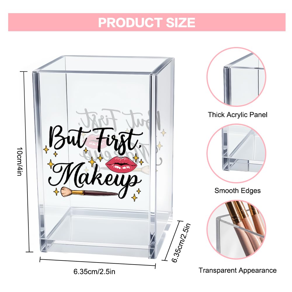 Hello Beautiful Acrylic Makeup Brush Organizer Holder, Positive Affirmation Desk Acrylic Brushes Storage, Make Up Artist Gifts, Morning Affirmation Gifts for Her Wife Sister Friend Makeup Lover