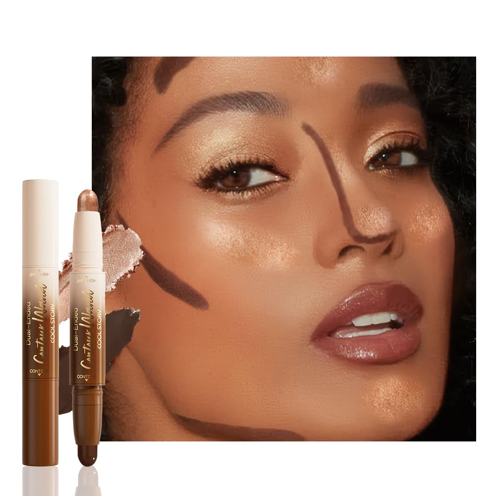 FeiCuiYun Dual-Ended 2-in-1 Cream Contour & Highlighter Stick Makeup For Face & Body – Waterproof, Long-Lasting, Suitable for All Skin Tones, 21#Fair(Nuetral Nude + Beige)