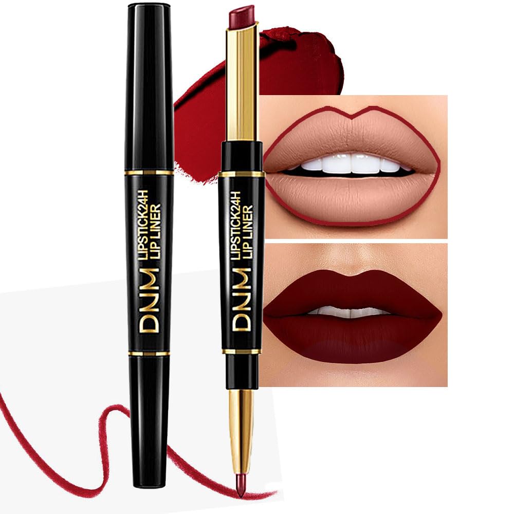 evpct 3Pcs Chestnut Nude Brown Matte Lip Liner and Lipstick Combo Set Kit for Women Antique Rose Magic Lipstick 24 Hours Original Lip Liner Makeup Stain Long Lasting Waterproof Smudge Proof labial