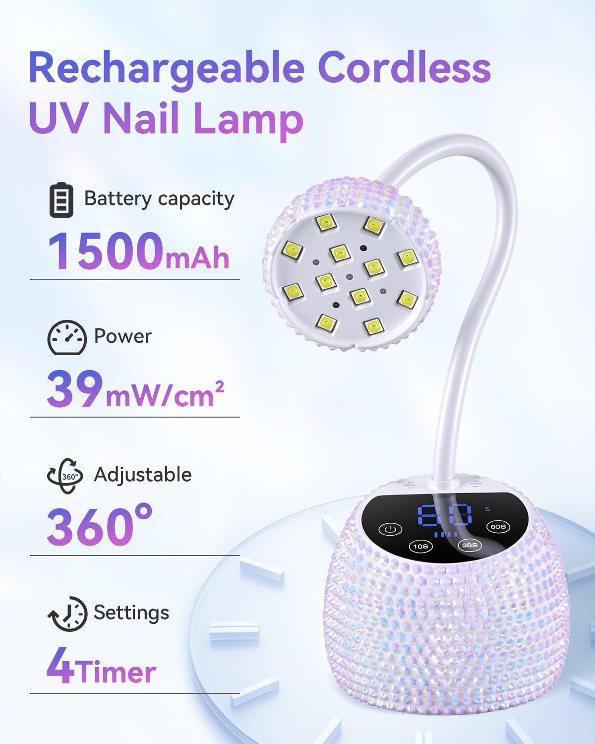 Makartt Flash Cure UV LED Nail Lamp for Gel-X Tips, Adjustable Gooseneck