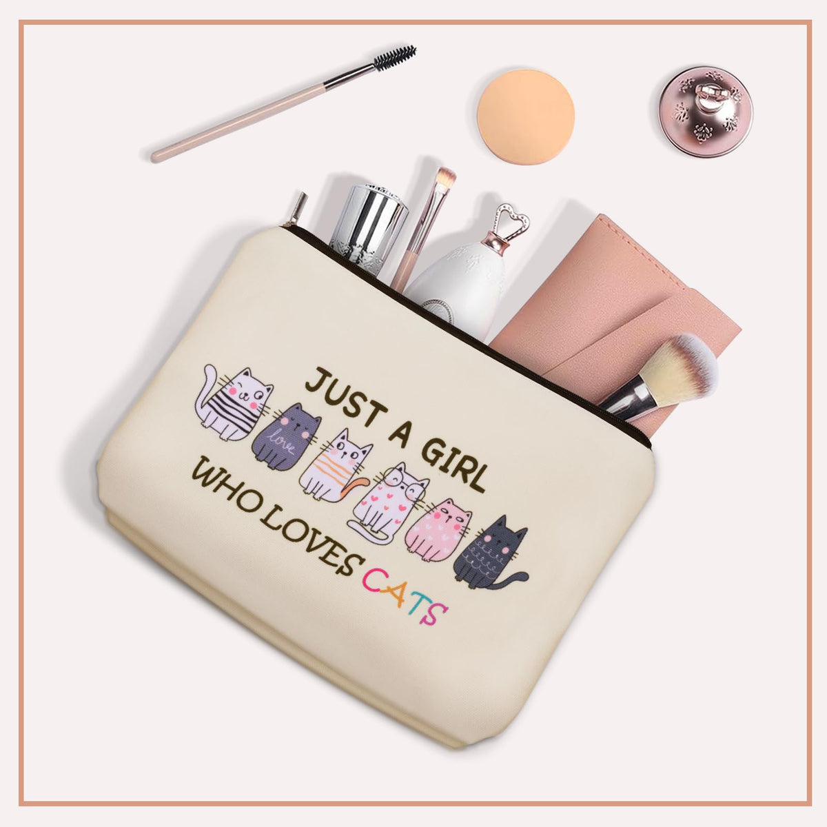 Bohemian Cat Mom Makeup Bag For Women & Teen Girl Cat Lover Gifts. Cute Boho Cats Themed Cosmetic & Toiletry Organizer Pouch For Daughters, Sisters, Friends.Ideal Gift For Travel, Christmas.
