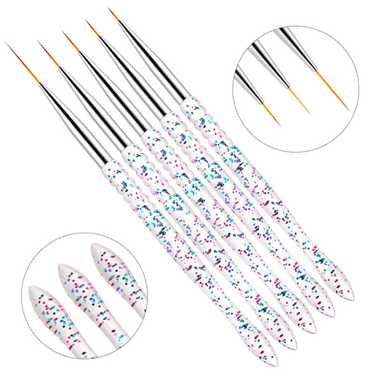 5 Pcs Nail Art Sculpture Pen Dual Tipped Silicone Nail Tools Nail Art Silicone Brushes for Design Nail Carving Drawing Shaping Effect