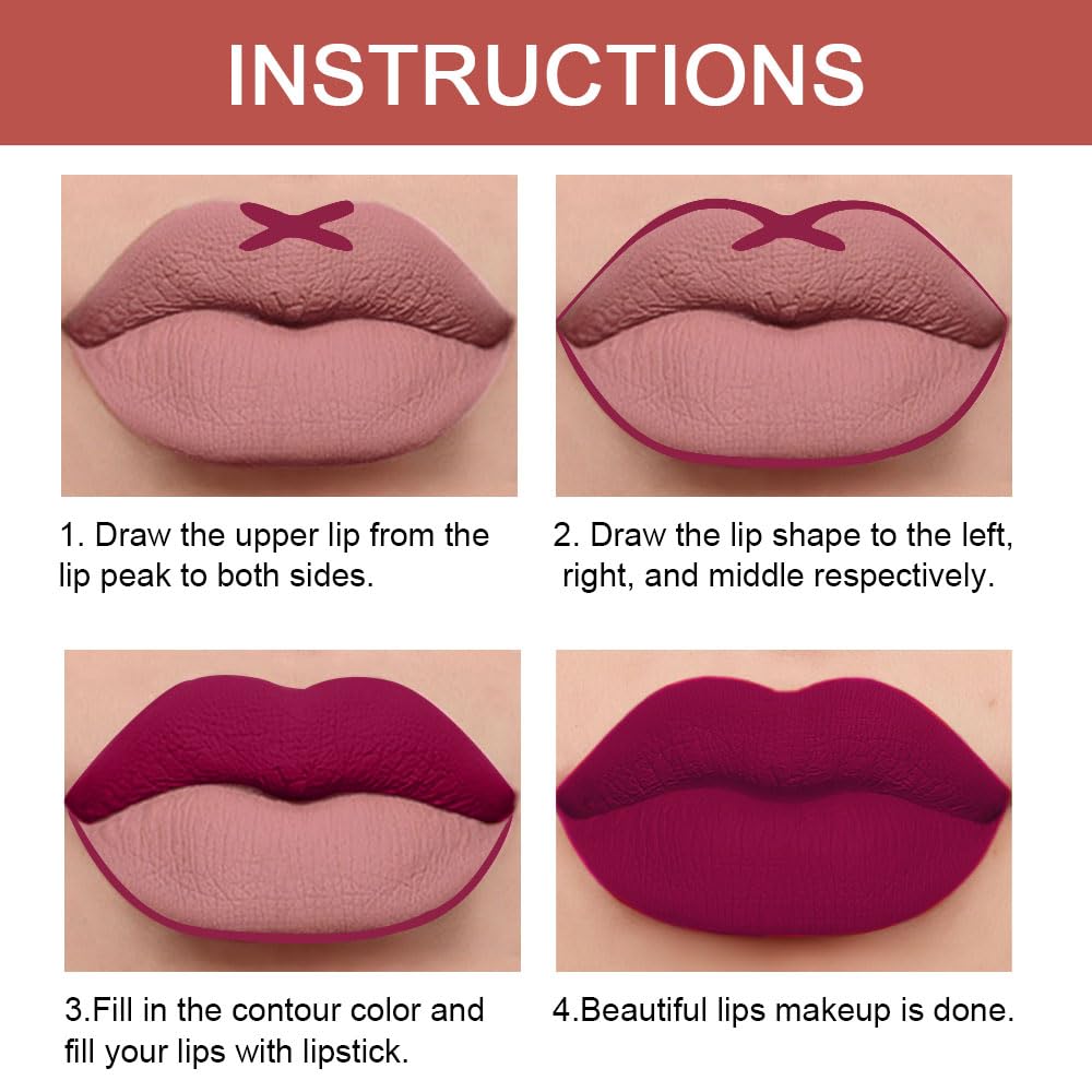 evpct 3Pcs Chestnut Nude Brown Matte Lip Liner and Lipstick Combo Set Kit for Women Antique Rose Magic Lipstick 24 Hours Original Lip Liner Makeup Stain Long Lasting Waterproof Smudge Proof labial