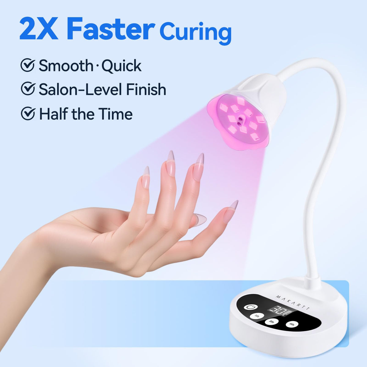 Makartt Flash Cure UV LED Nail Lamp for Gel-X Tips, Adjustable Gooseneck