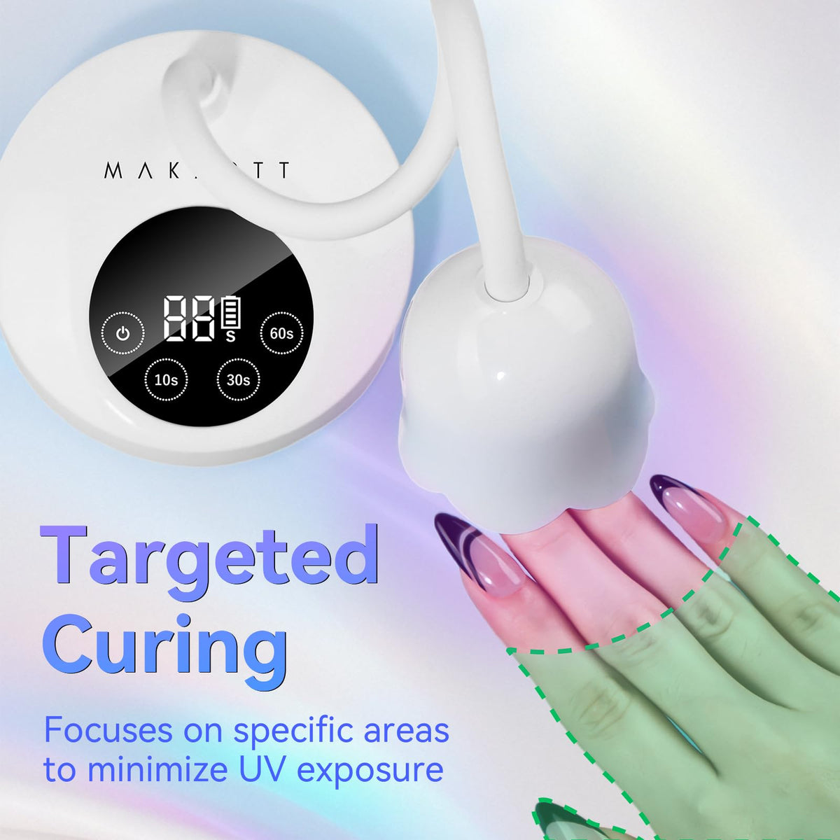 Makartt Cordless Gooseneck UV Nail Lamp for Gel-X Nails, Flash Cure
