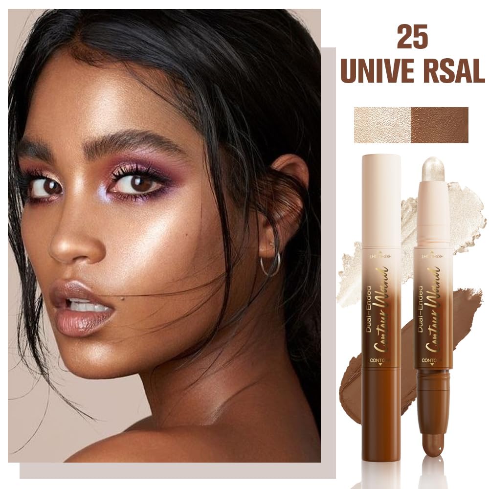 FeiCuiYun Dual-Ended 2-in-1 Cream Contour & Highlighter Stick Makeup For Face & Body – Waterproof, Long-Lasting, Suitable for All Skin Tones, 21#Fair(Nuetral Nude + Beige)