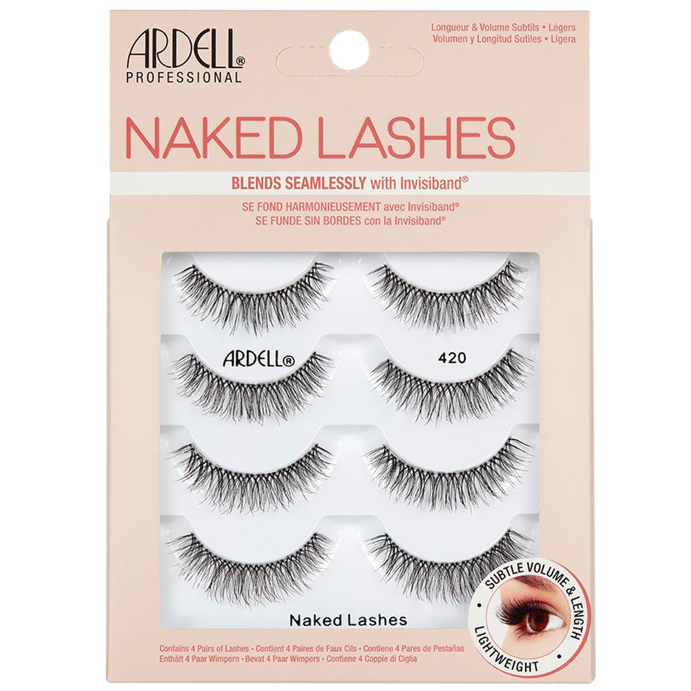 Ardell Naked Lashes 421 Subtle Volume Natural Look False Eyelashes, 4 Pairs