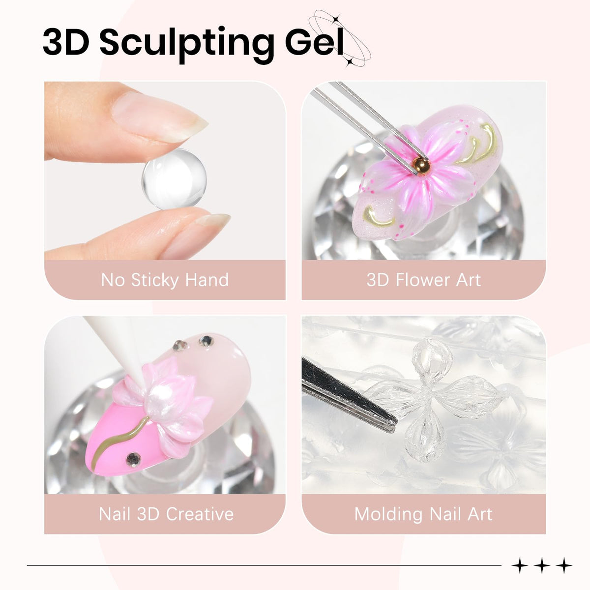 3D Gel for Nail Art, Clear 3d Sculpting Gel for Nail Art