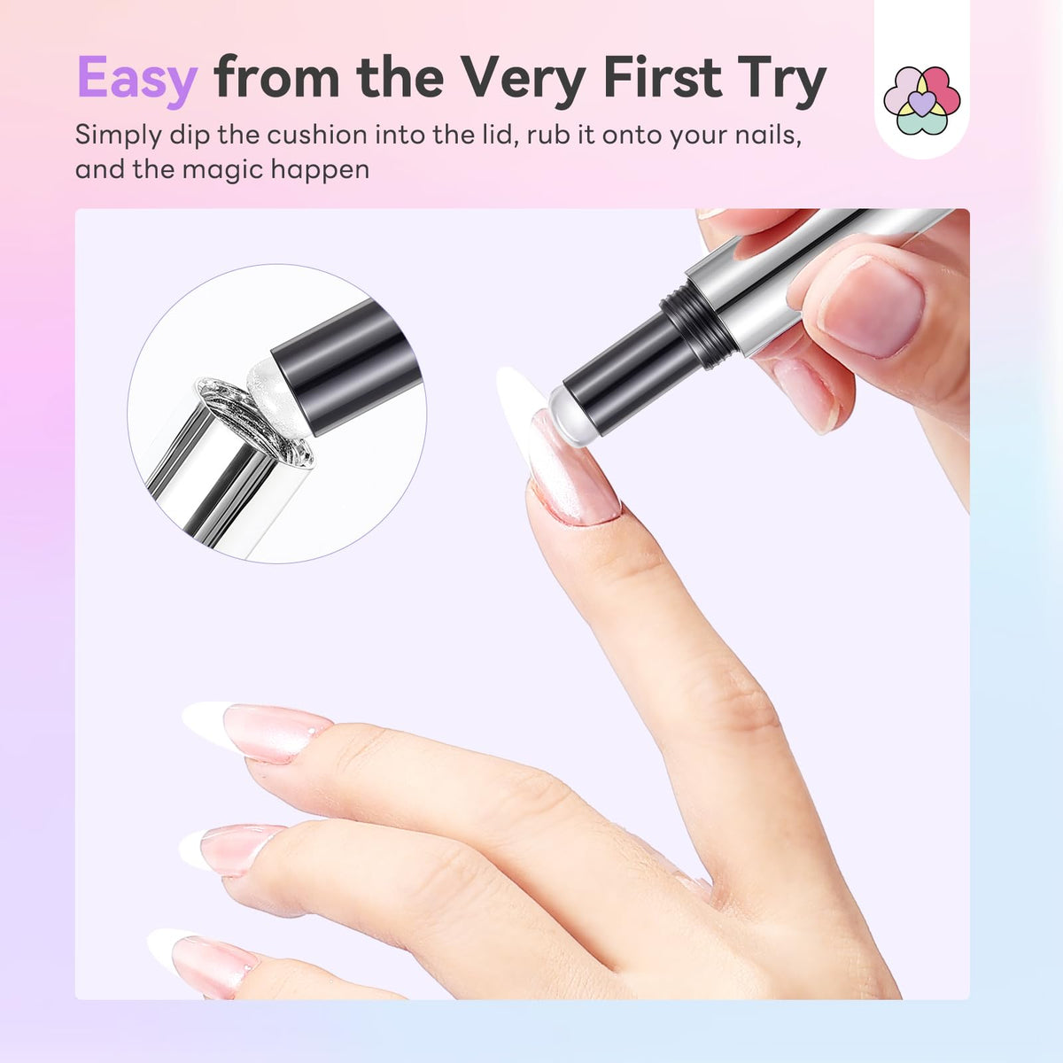 SAVILAND Air Cushion Chrome Nail Powder Pen for Beginners, Mermaid