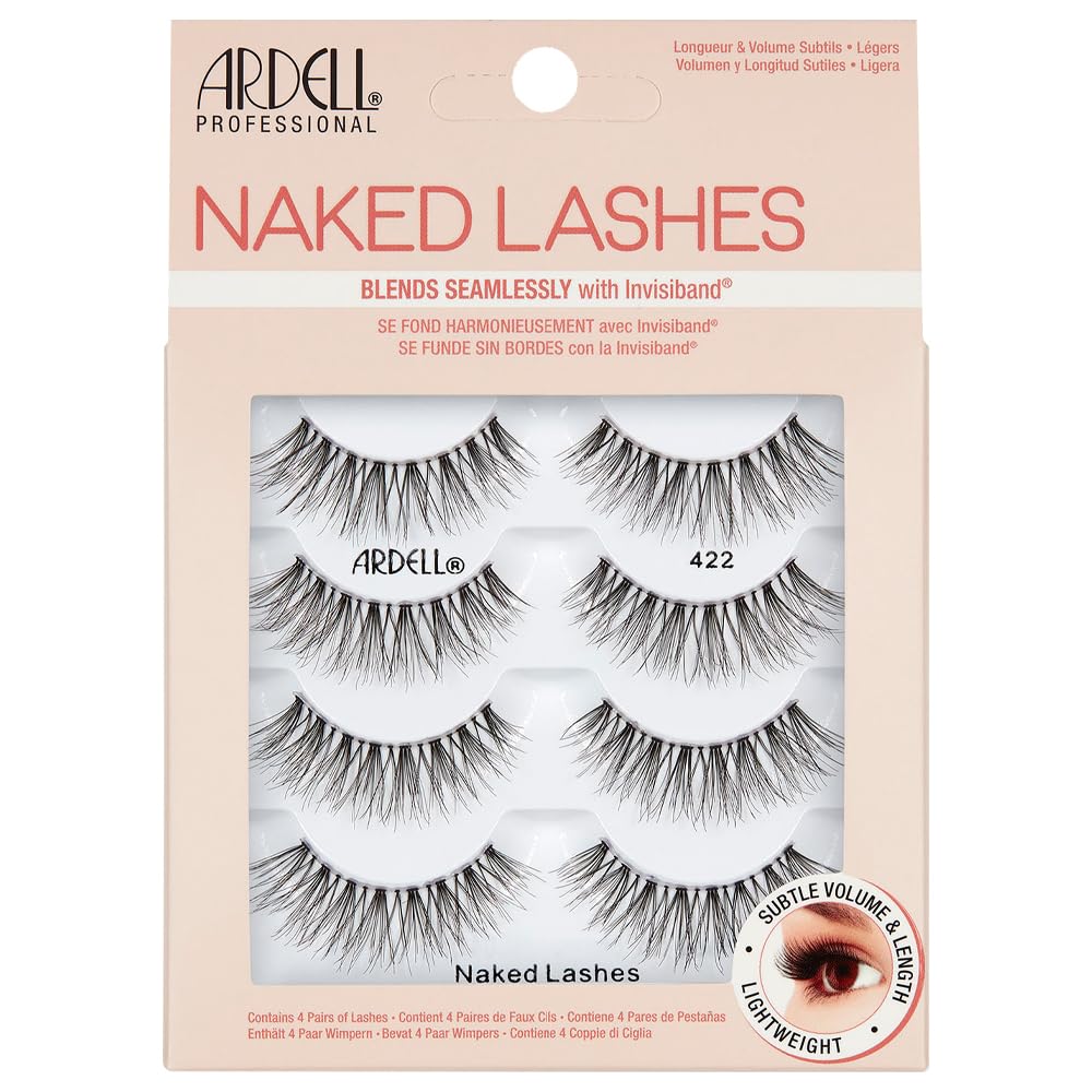 Ardell Naked Lashes 421 Subtle Volume Natural Look False Eyelashes, 4 Pairs