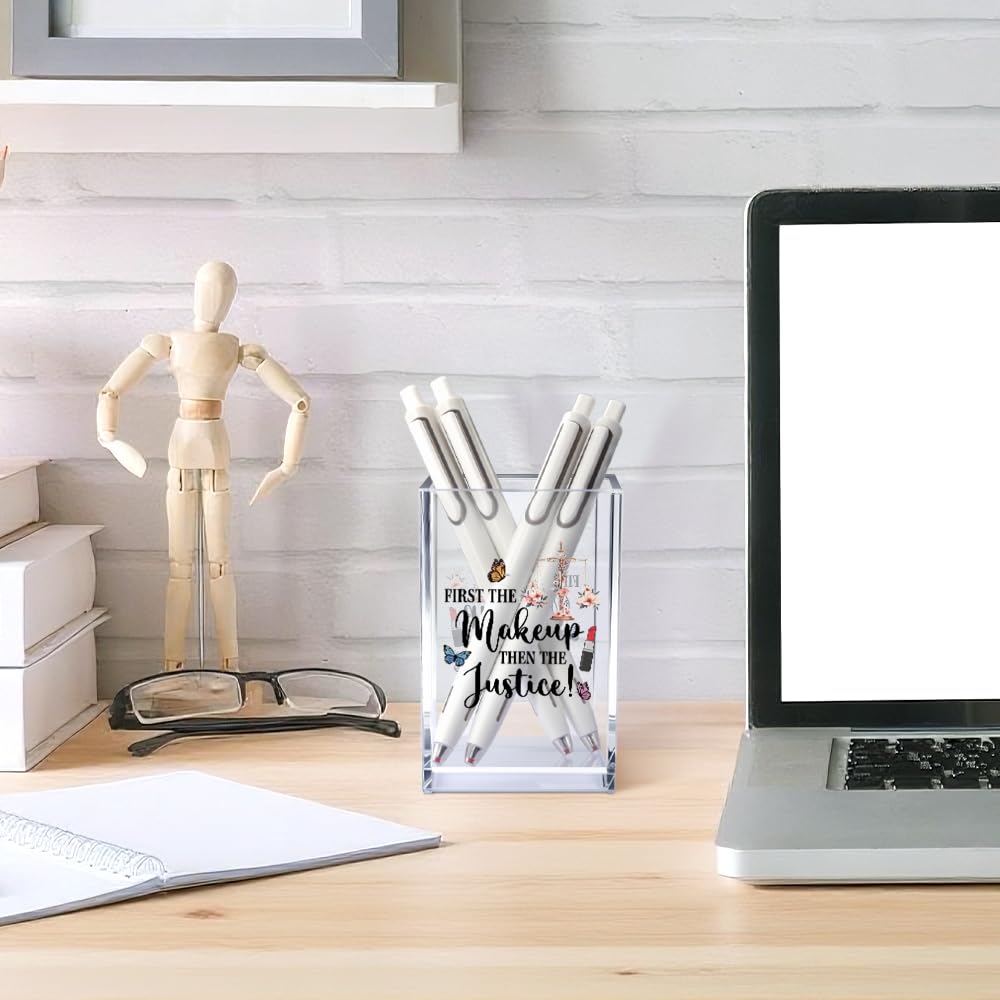 Hello Beautiful Acrylic Makeup Brush Organizer Holder, Positive Affirmation Desk Acrylic Brushes Storage, Make Up Artist Gifts, Morning Affirmation Gifts for Her Wife Sister Friend Makeup Lover
