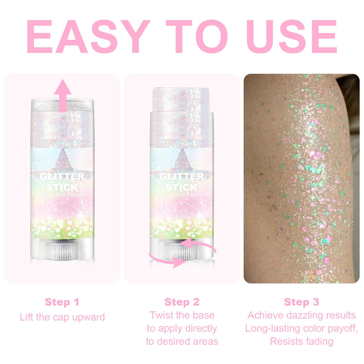 Scarman Hair and Body Glitter Spray, 1PC Glint-Rainbow Hairspray Powder