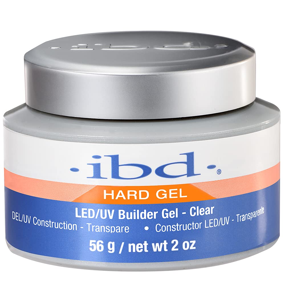 IBD Hard Gel LED/UV Builder Gel – Clear, Nail Extension & Overlay Gels, Strong Acrylic Finish, Professional Quality, 2 oz, 1 Pack