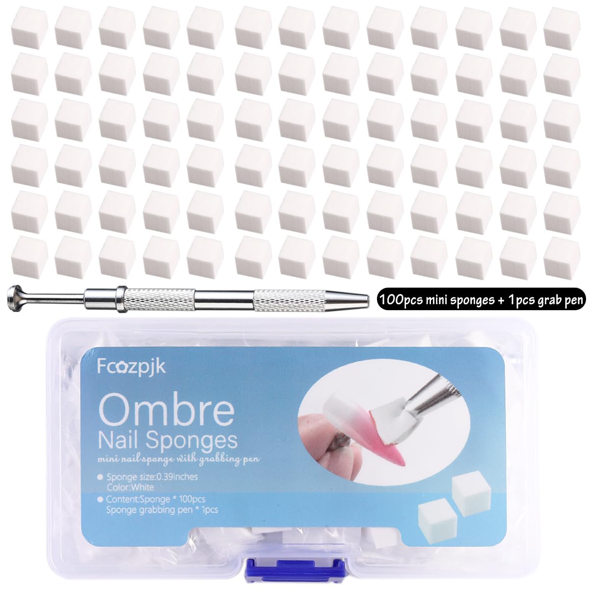 Fcozpjk 100Pcs Soft Nail Sponges for Ombre & 6Pcs Wedge Sponges Aura Nails