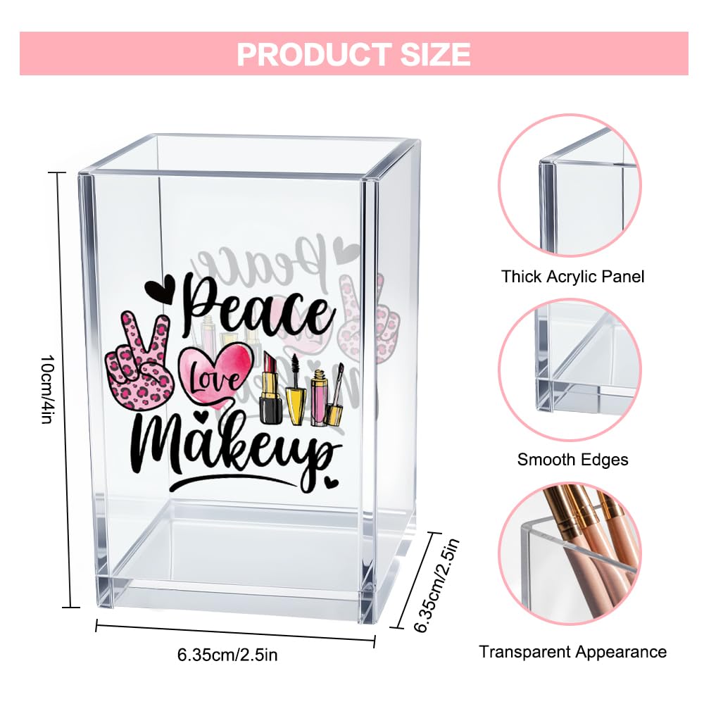 Hello Beautiful Acrylic Makeup Brush Organizer Holder, Positive Affirmation Desk Acrylic Brushes Storage, Make Up Artist Gifts, Morning Affirmation Gifts for Her Wife Sister Friend Makeup Lover
